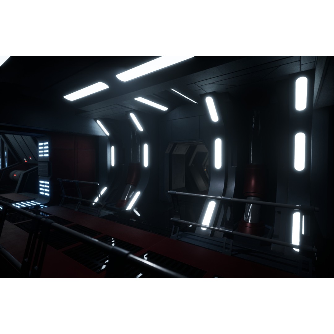 Imperial Style Corridor 3D Model – Low Poly Environment Asset Pack, FBX - View 25