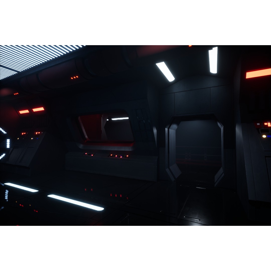 Imperial Style Corridor 3D Model – Low Poly Environment Asset Pack, FBX - View 28