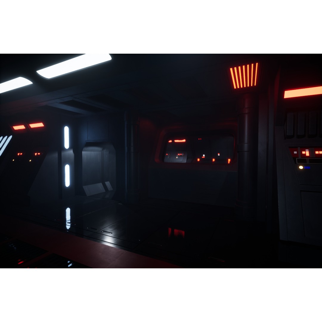 Imperial Style Corridor 3D Model – Low Poly Environment Asset Pack, FBX - View 29