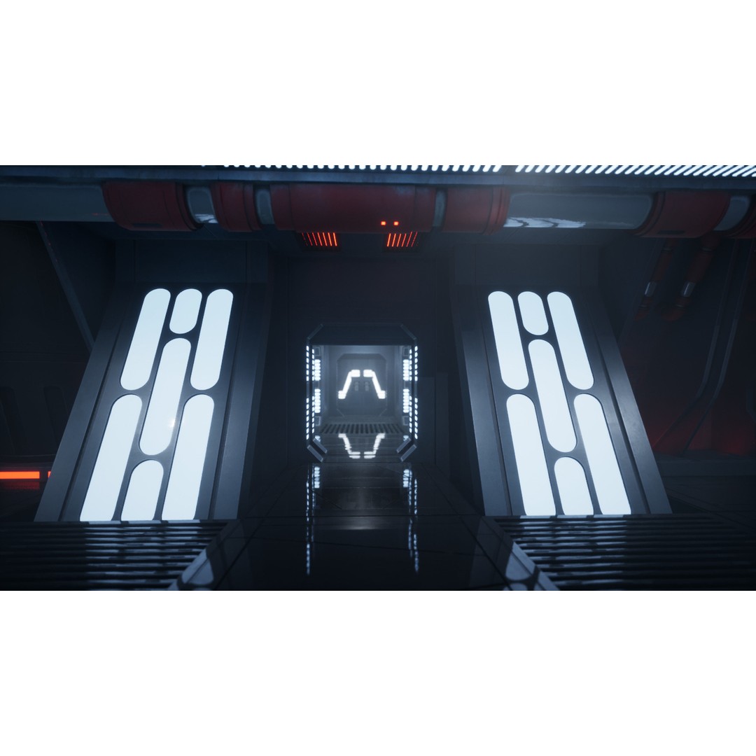 Imperial Style Corridor 3D Model – Low Poly Environment Asset Pack, FBX - View 3