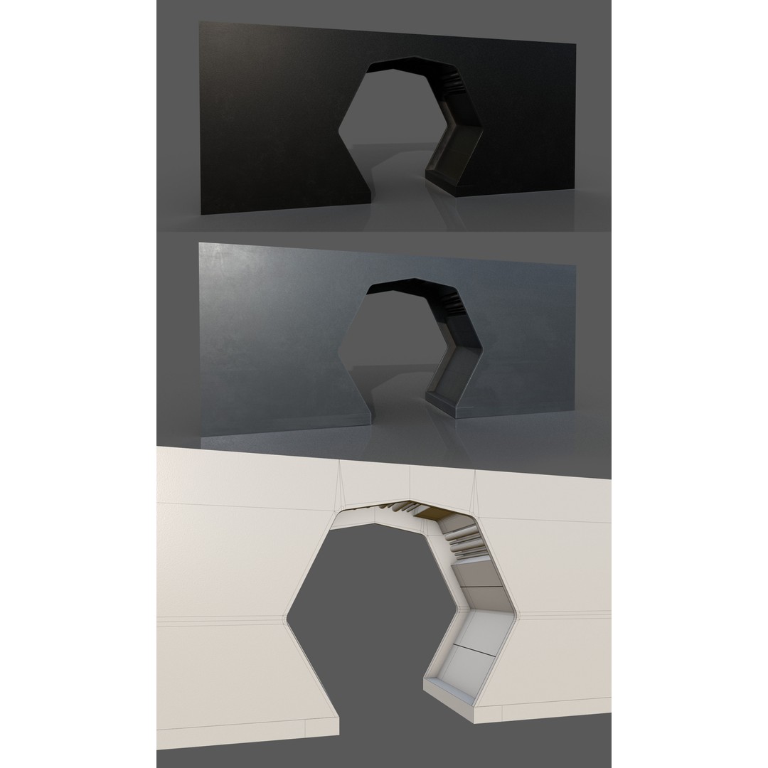 Imperial Style Corridor 3D Model – Low Poly Environment Asset Pack, FBX - View 30