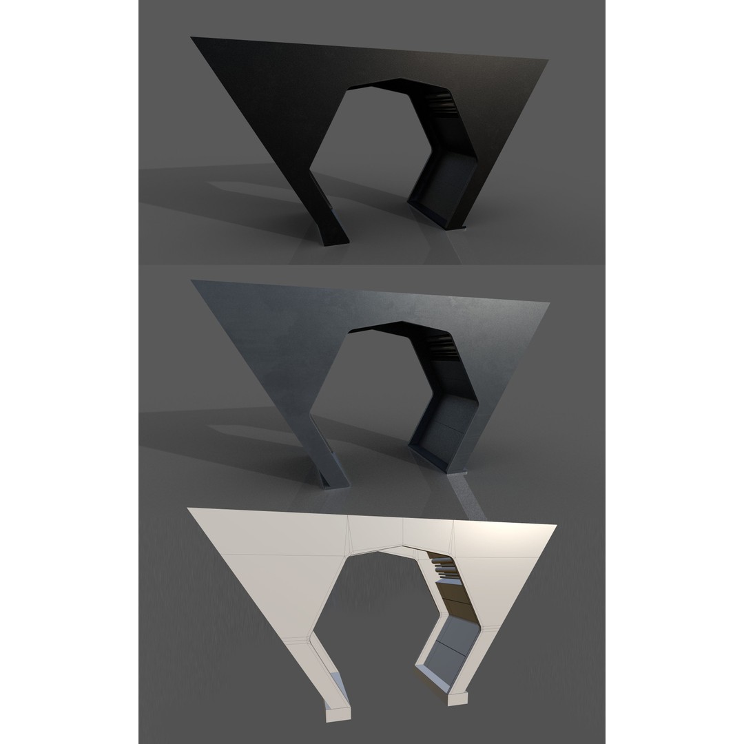 Imperial Style Corridor 3D Model – Low Poly Environment Asset Pack, FBX - View 31