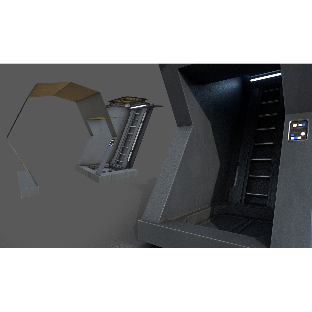 Imperial Style Corridor 3D Model – Low Poly Environment Asset Pack, FBX - View 35