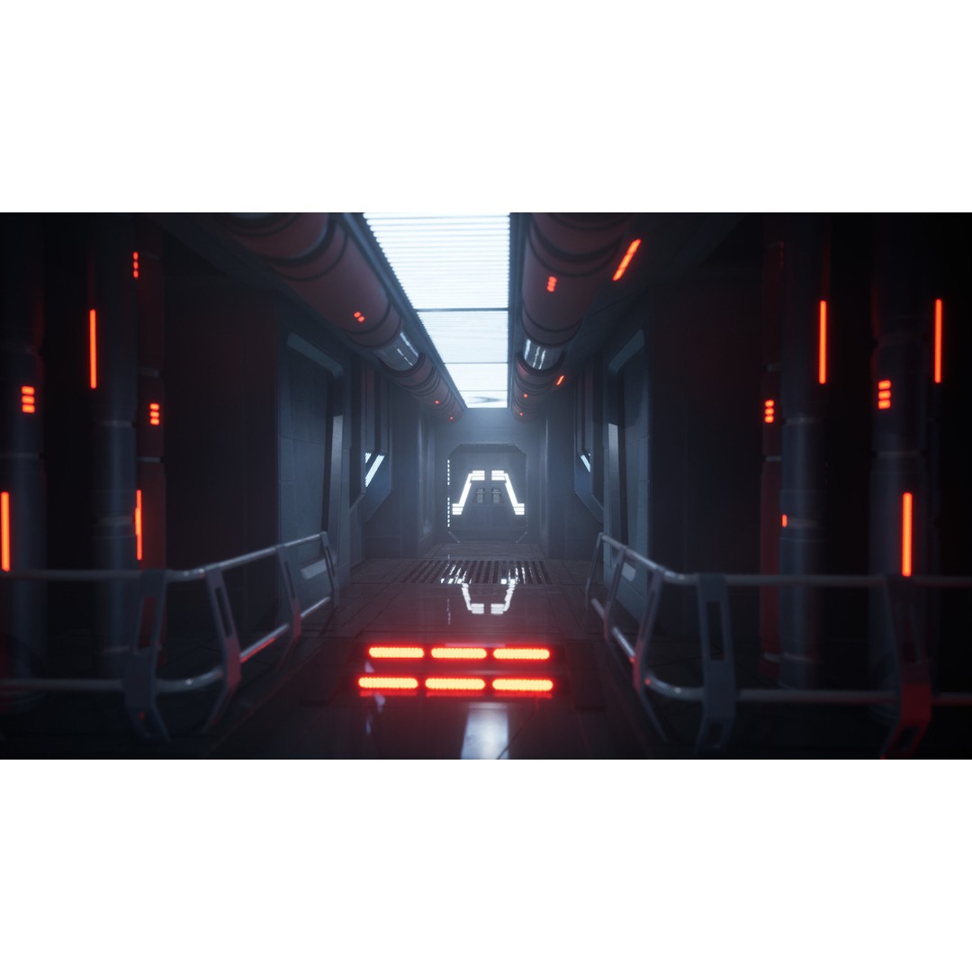 Imperial Style Corridor 3D Model – Low Poly Environment Asset Pack, FBX - View 6