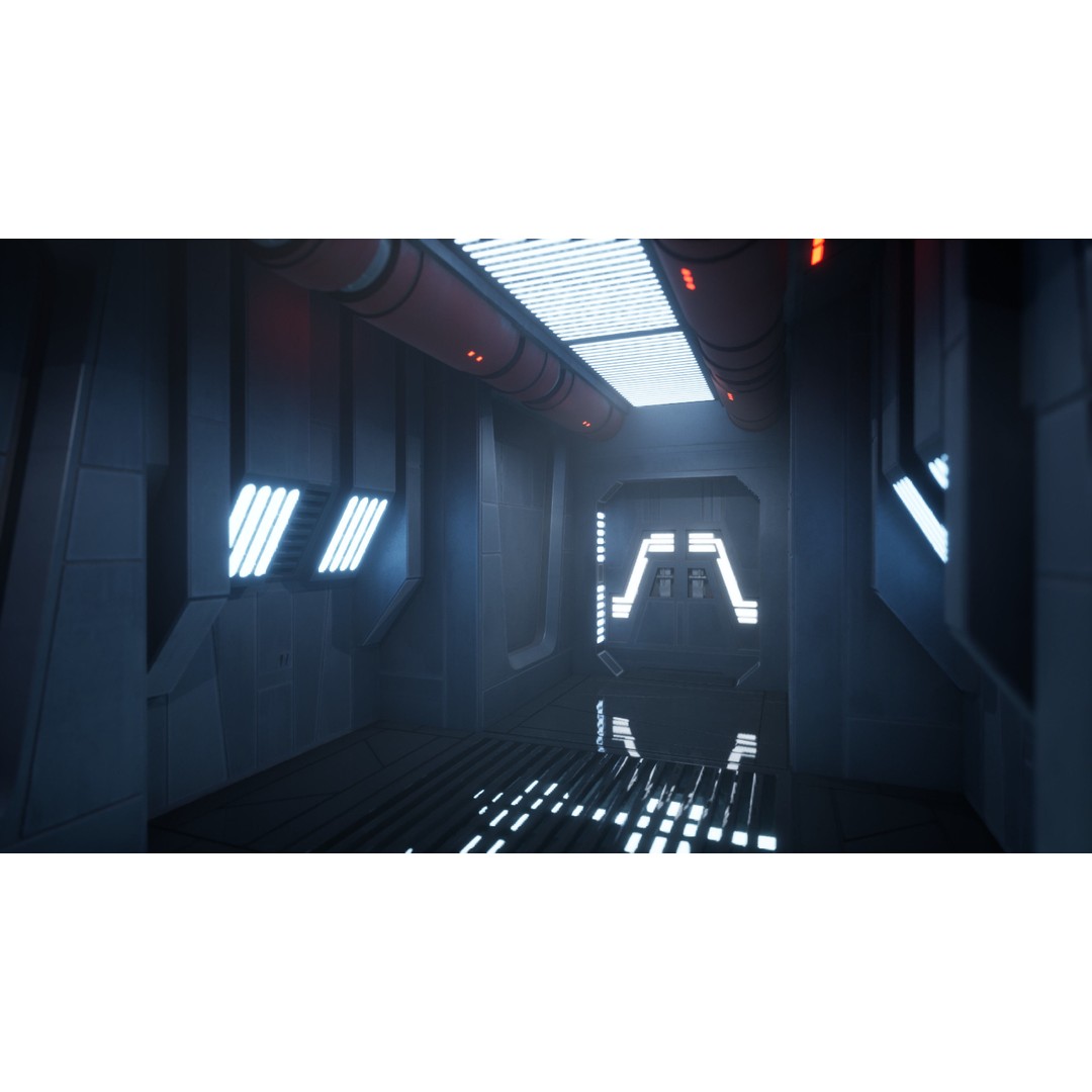 Imperial Style Corridor 3D Model – Low Poly Environment Asset Pack, FBX - View 7