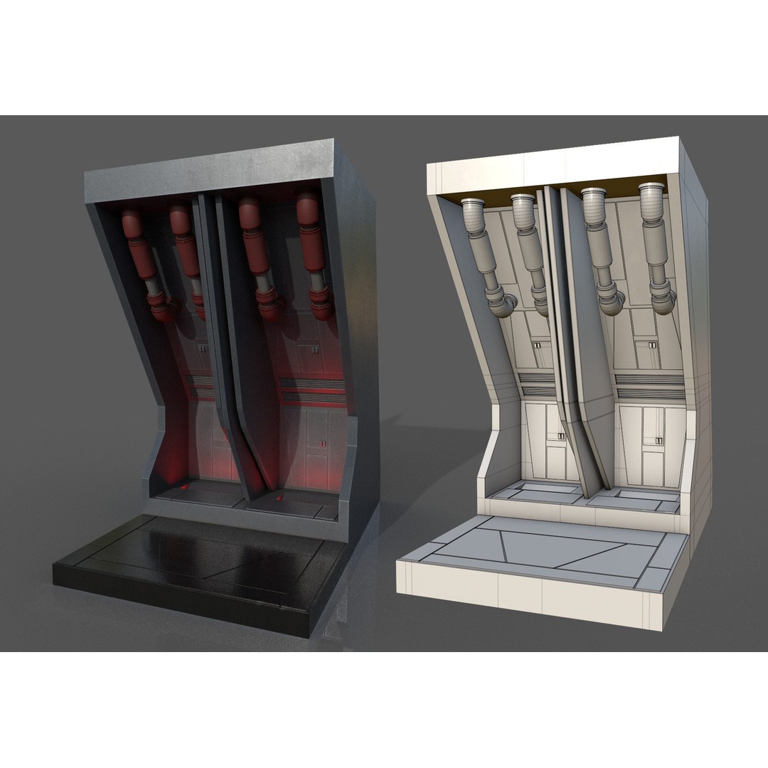 Imperial Style Corridor 3D Model – Low Poly Environment Asset Pack, FBX - View 74