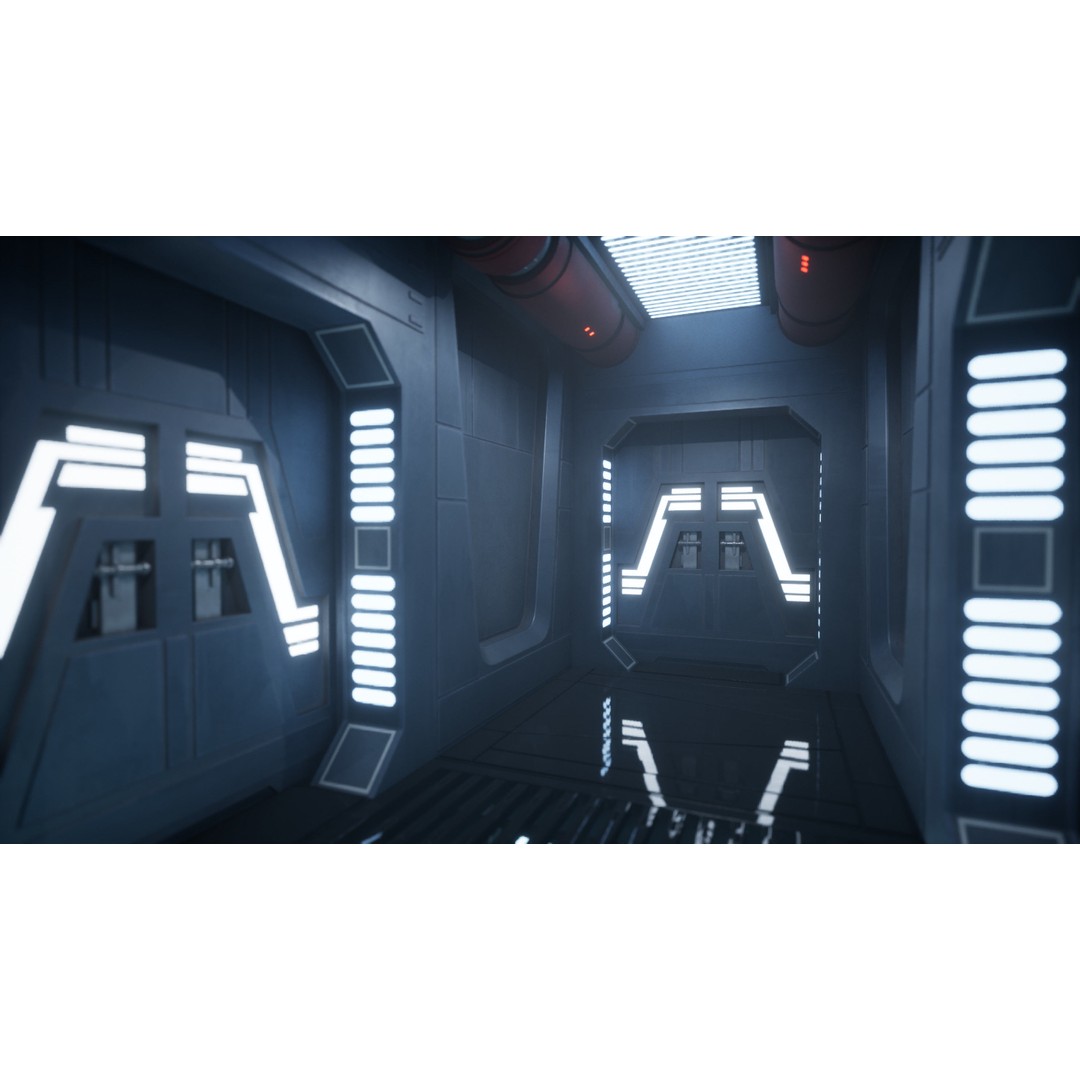 Imperial Style Corridor 3D Model – Low Poly Environment Asset Pack, FBX - View 9