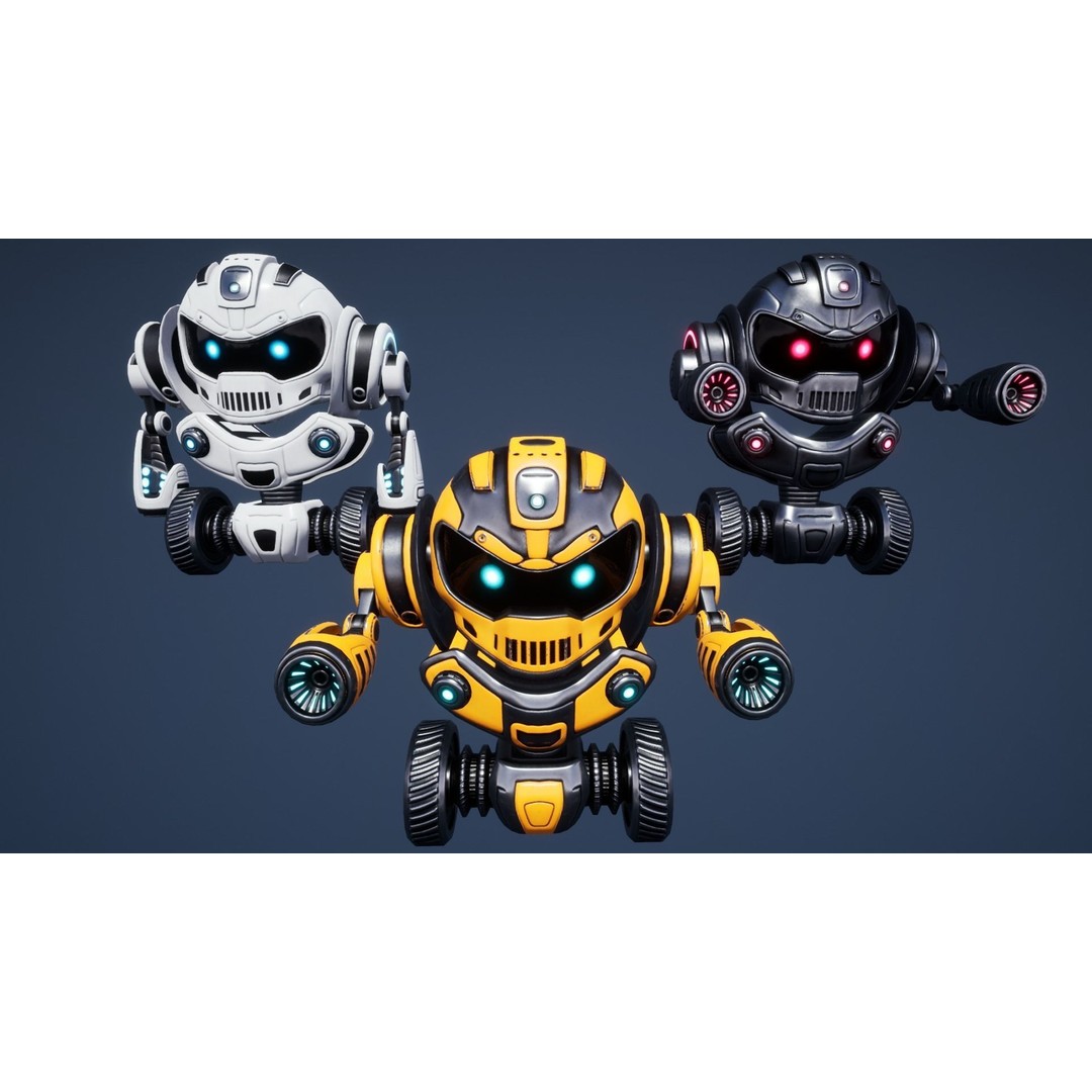 Sci-Fi Droid 3D Model – Low Poly Rigged Characters for Unity & Unreal - View 11
