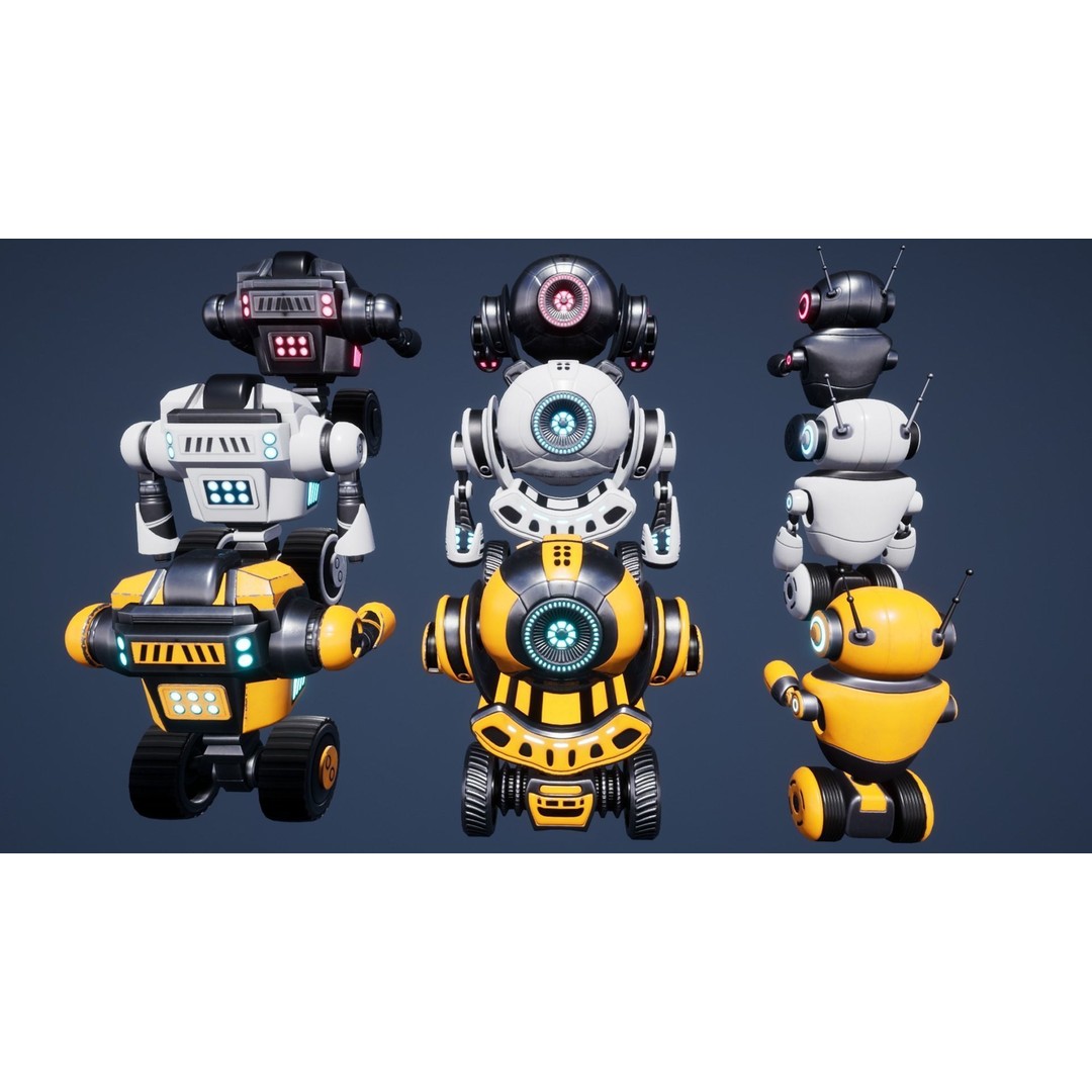 Sci-Fi Droid 3D Model – Low Poly Rigged Characters for Unity & Unreal - View 14