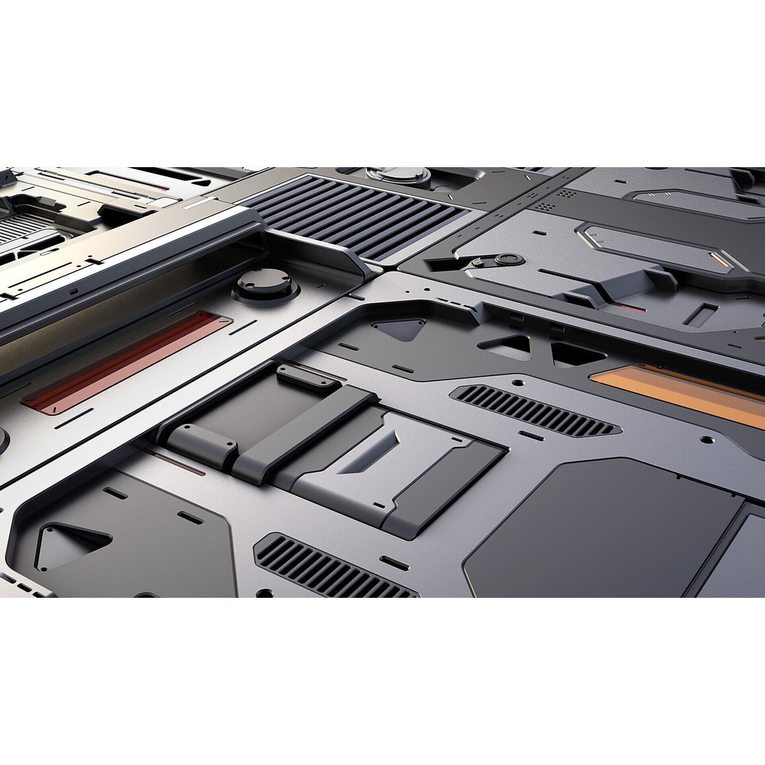 Sci-Fi Panels 3D Model – Hardsurface Game Asset, FBX PBR Textures - View 3