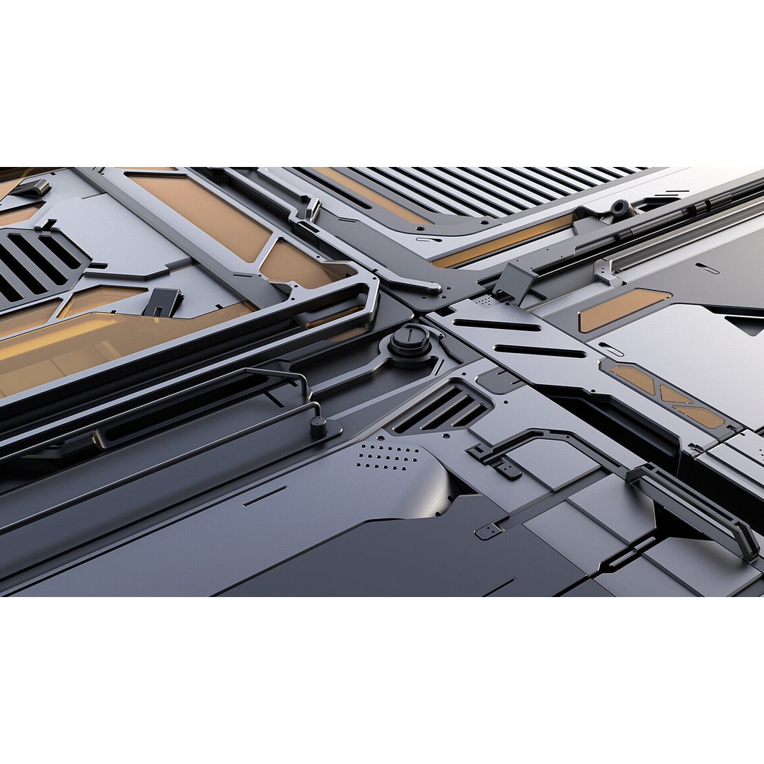 Sci-Fi Panels 3D Model – Hardsurface Game Asset, FBX PBR Textures - View 4