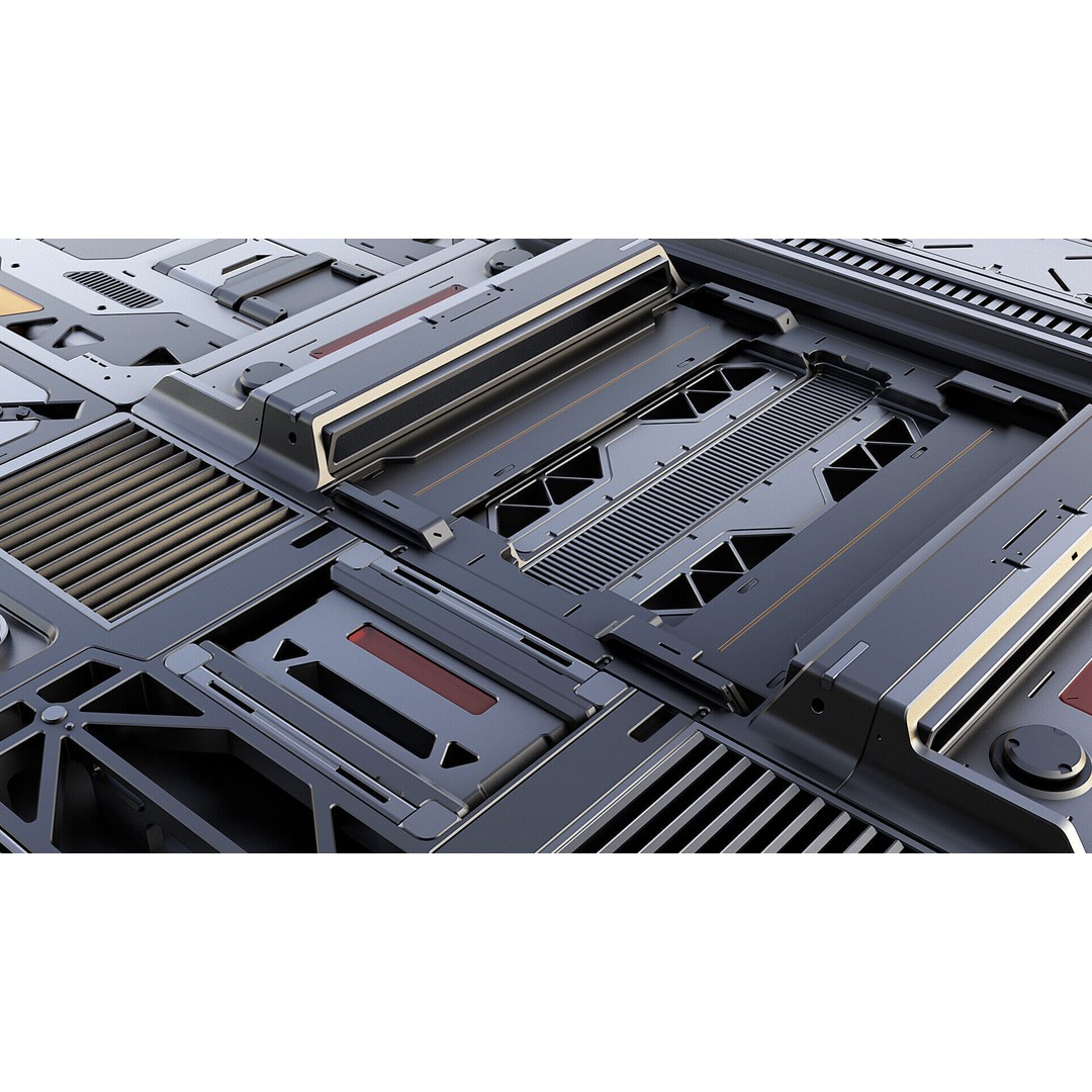 Sci-Fi Panels 3D Model – Hardsurface Game Asset, FBX PBR Textures - View 5