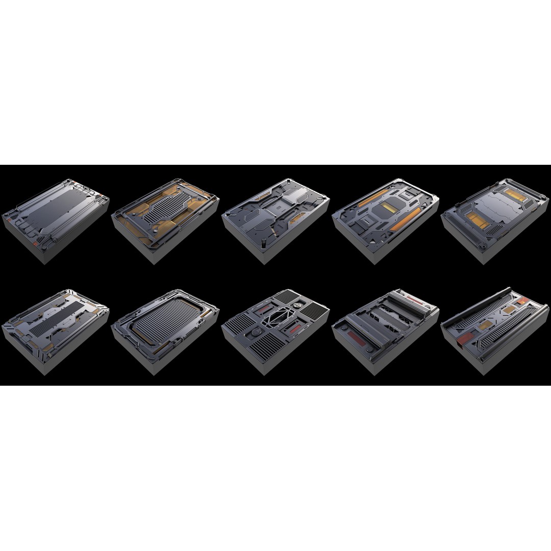 Sci-Fi Panels 3D Model – Hardsurface Game Asset, FBX PBR Textures - View 8