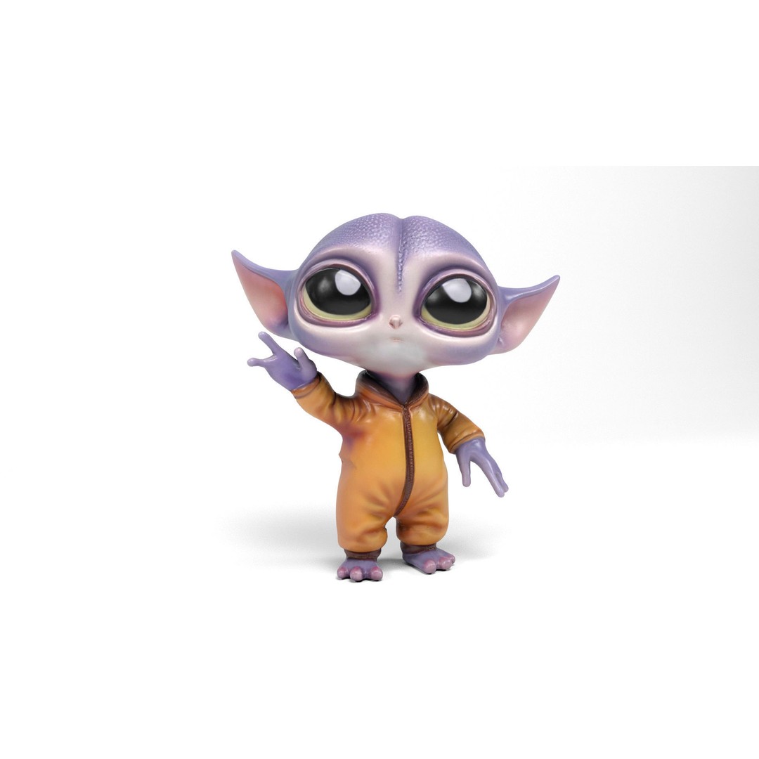 Little Alien 3D Model – Low Poly Rigged Character with Animations - View 10