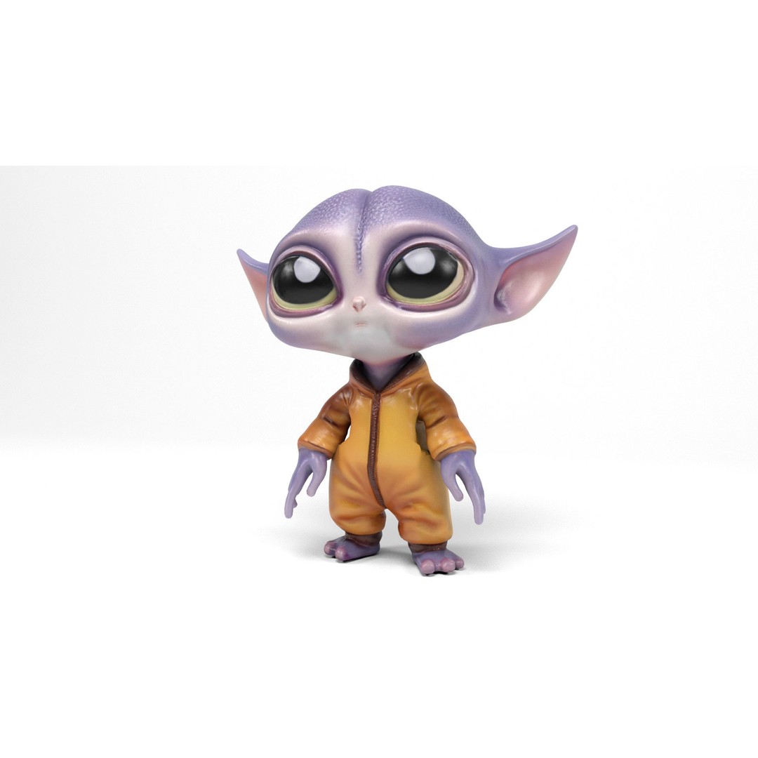 Little Alien 3D Model – Low Poly Rigged Character with Animations - View 13