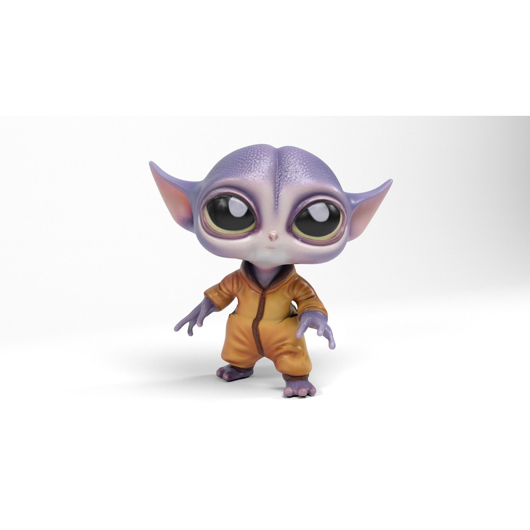 Little Alien 3D Model – Low Poly Rigged Character with Animations - View 14