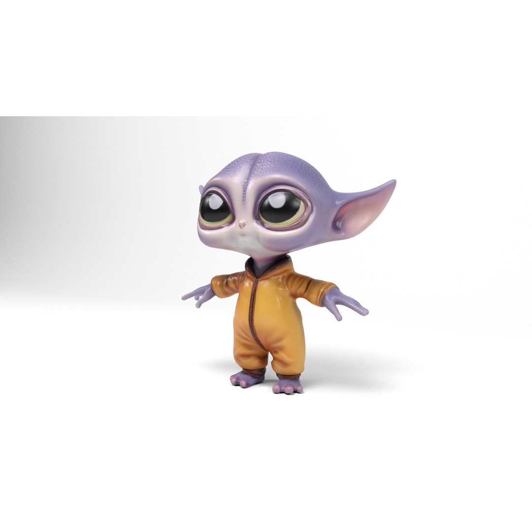 Little Alien 3D Model – Low Poly Rigged Character with Animations - View 3