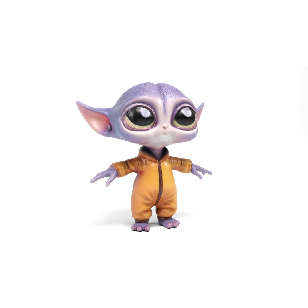 Little Alien 3D Model – Low Poly Rigged Character with Animations - View 4