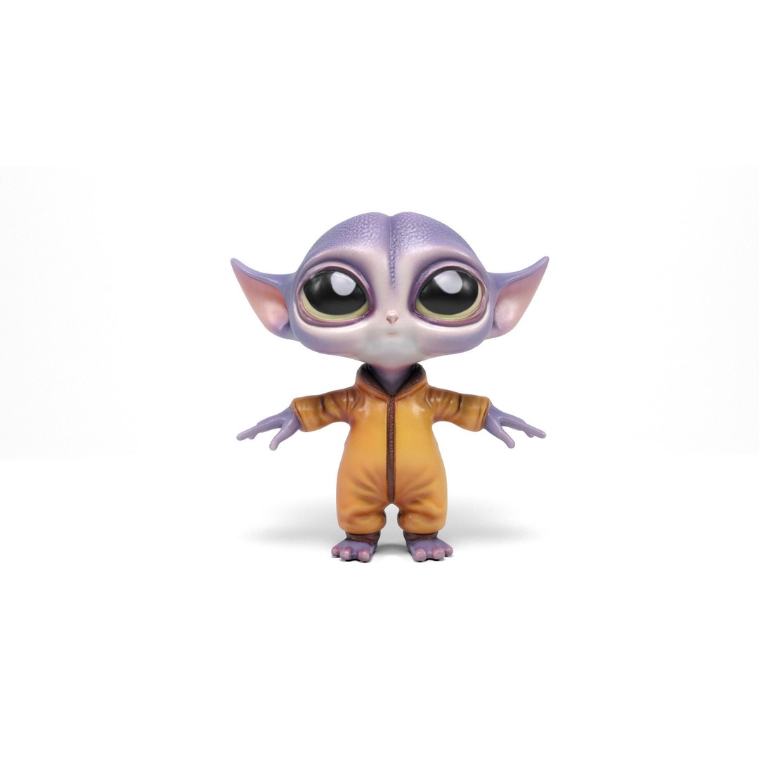 Little Alien 3D Model – Low Poly Rigged Character with Animations - View 5