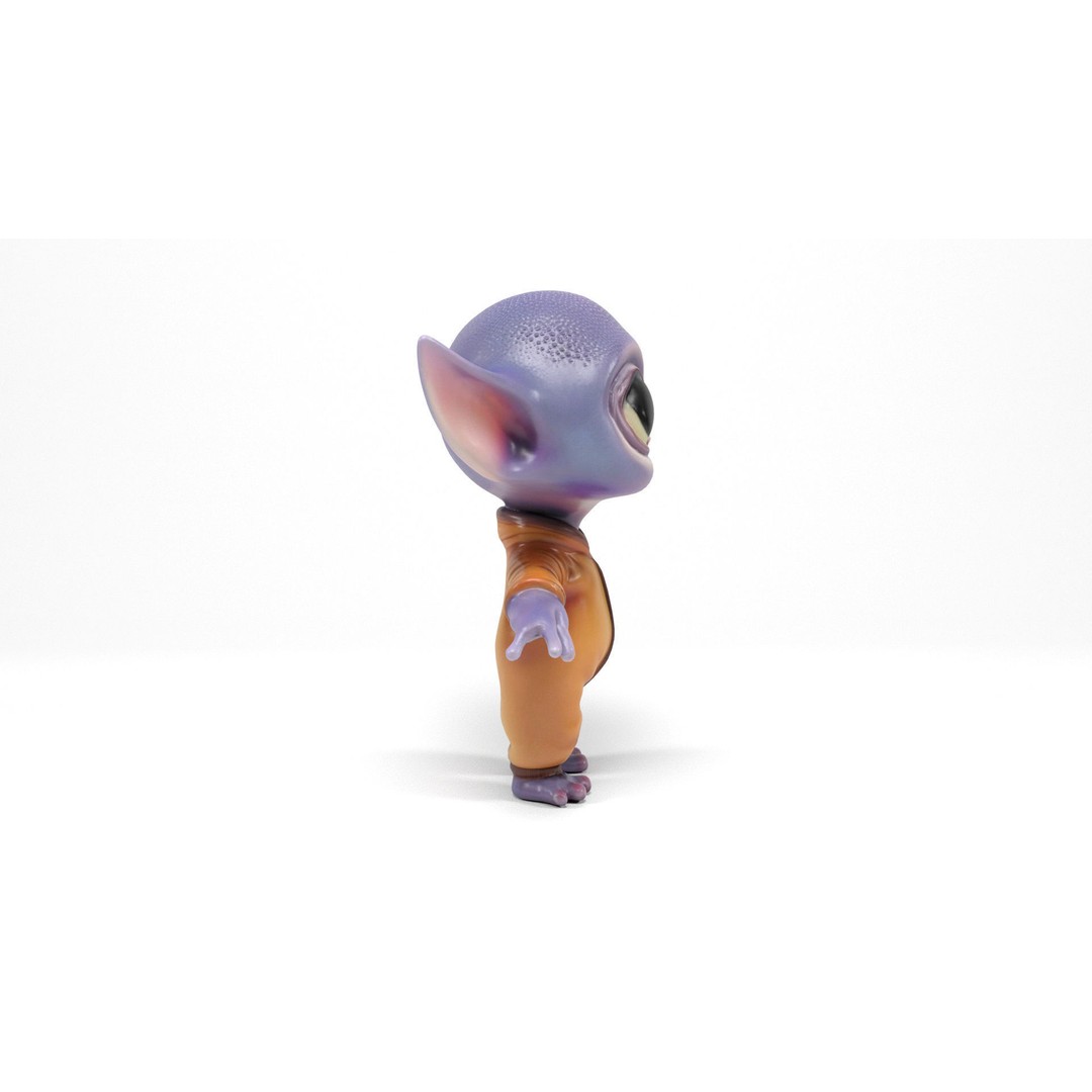 Little Alien 3D Model – Low Poly Rigged Character with Animations - View 6
