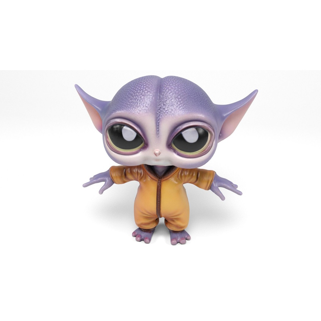 Little Alien 3D Model – Low Poly Rigged Character with Animations - View 8