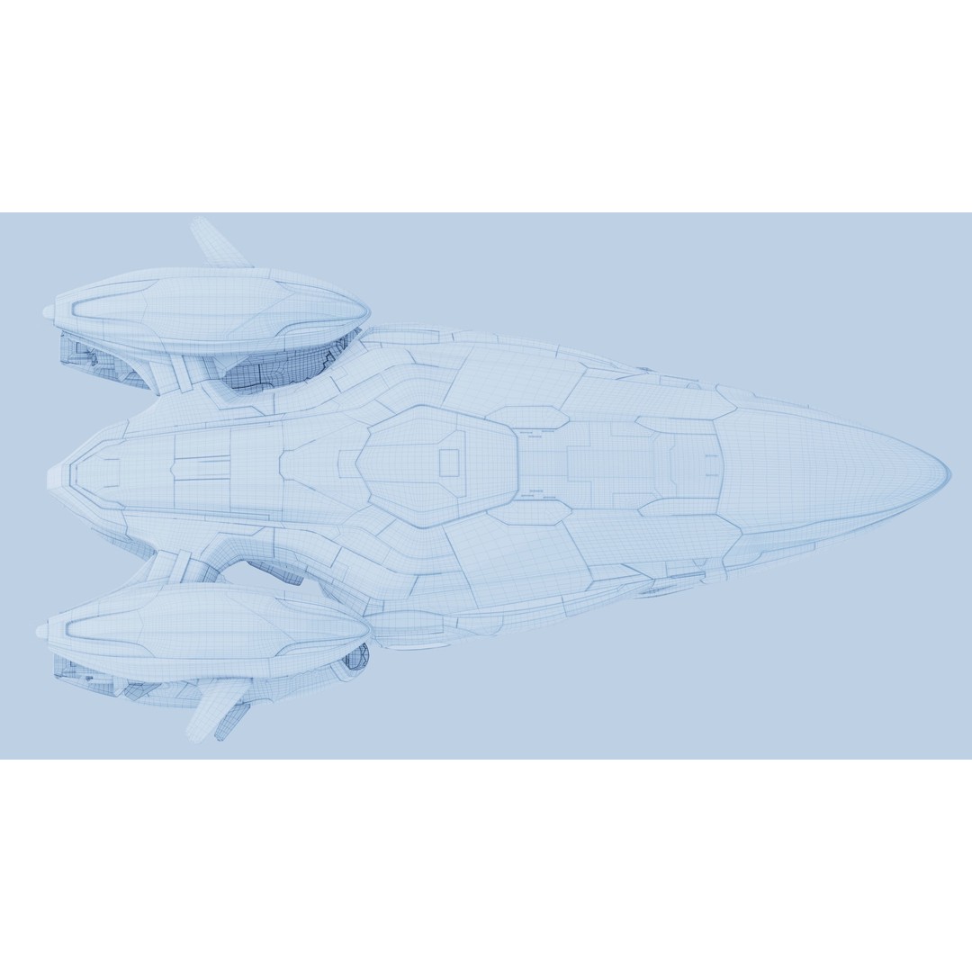 Ares 01 Spaceship 3D Model – Ultra-Exclusive Frigate-Class, FBX, PBR - View 12