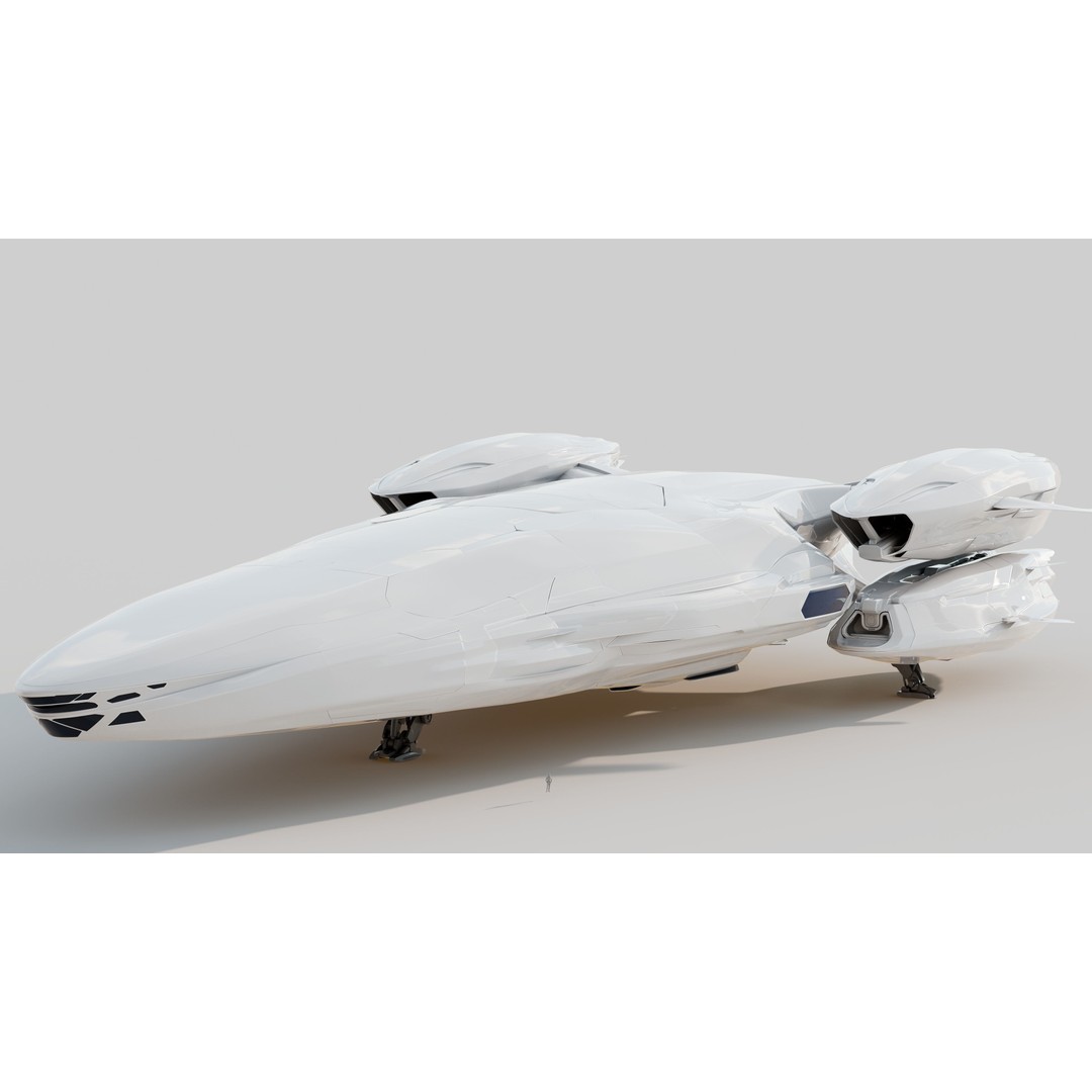 Ares 01 Spaceship 3D Model – Ultra-Exclusive Frigate-Class, FBX, PBR - View 9