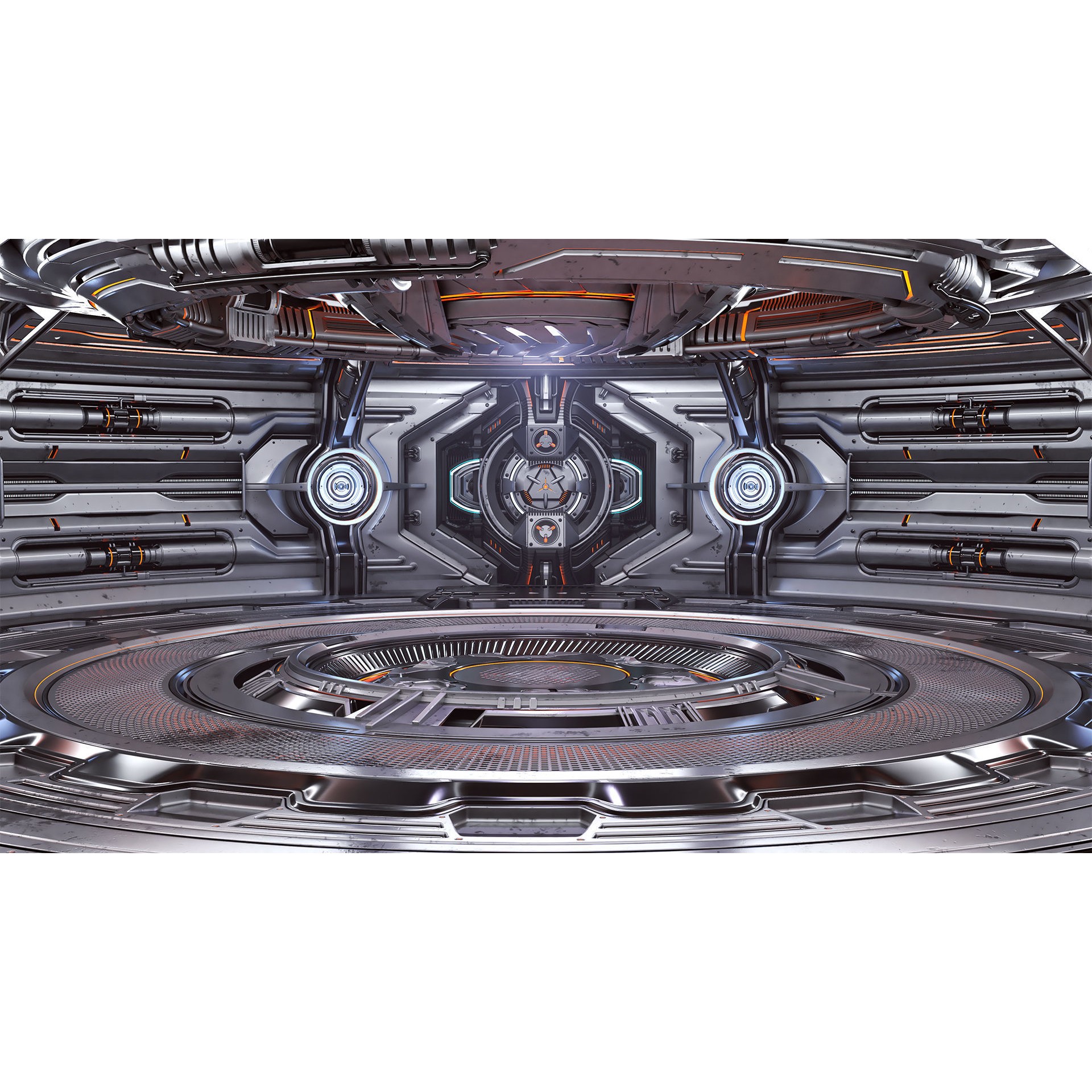 Sci-Fi Futuristic Hall - Subdivision Ready 3D Model