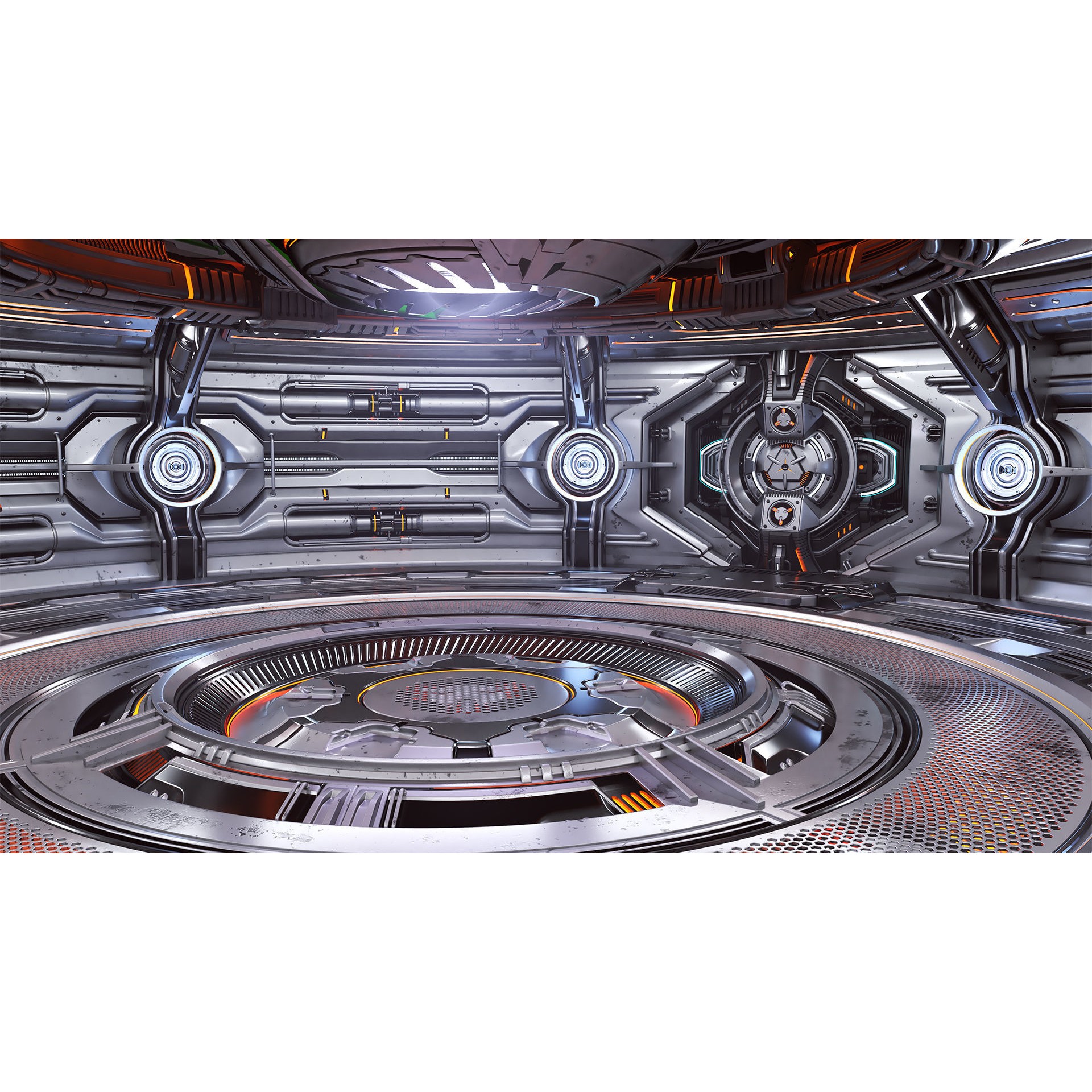 Sci-Fi Futuristic Hall - Subdivision Ready 3D Model - View 10