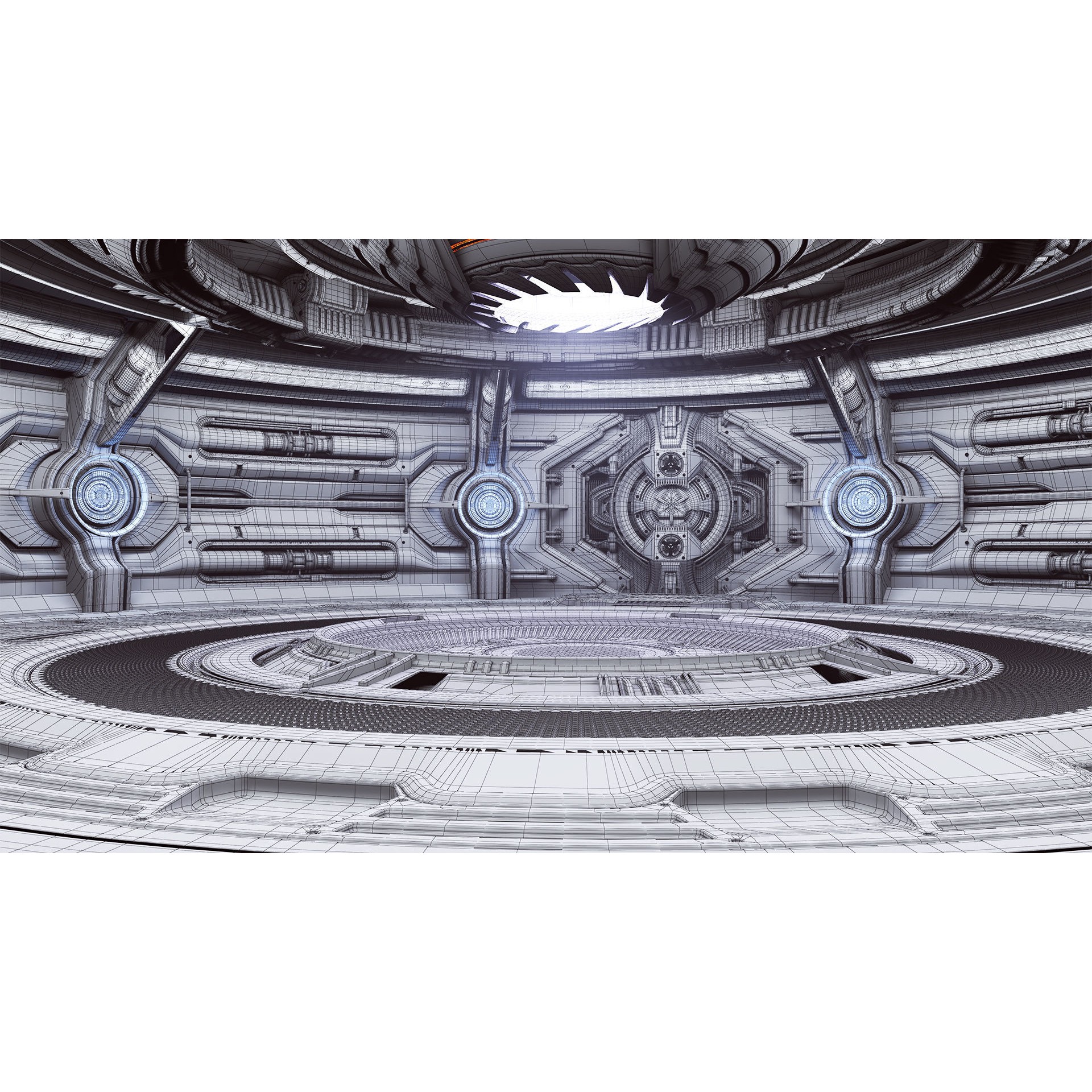 Sci-Fi Futuristic Hall - Subdivision Ready 3D Model - View 11