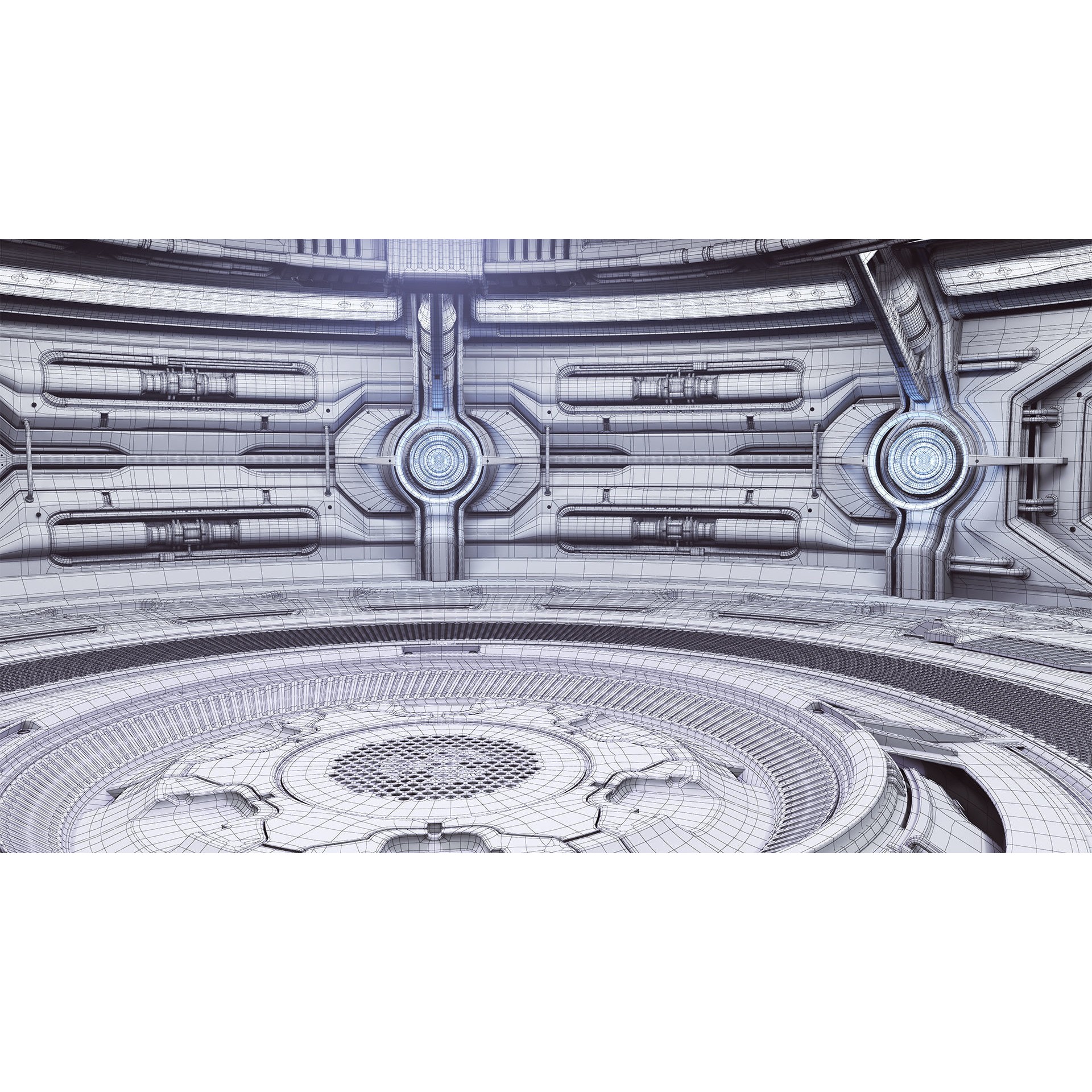 Sci-Fi Futuristic Hall - Subdivision Ready 3D Model - View 13