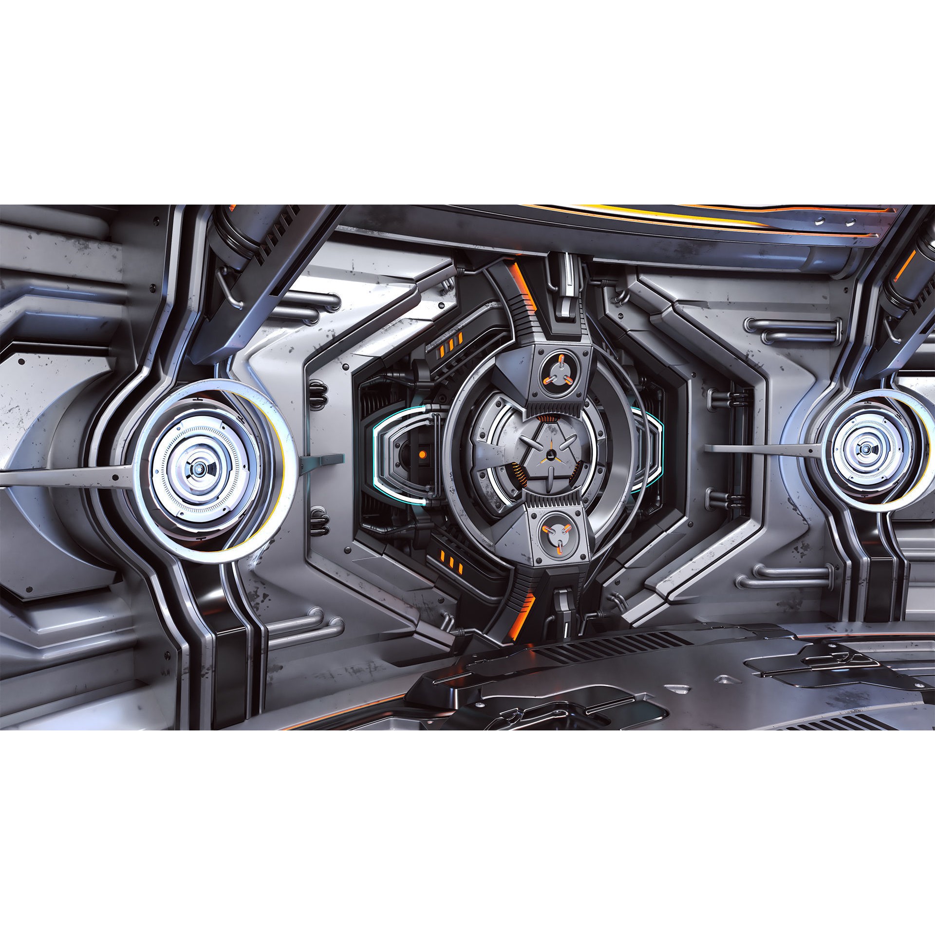 Sci-Fi Futuristic Hall - Subdivision Ready 3D Model - View 14