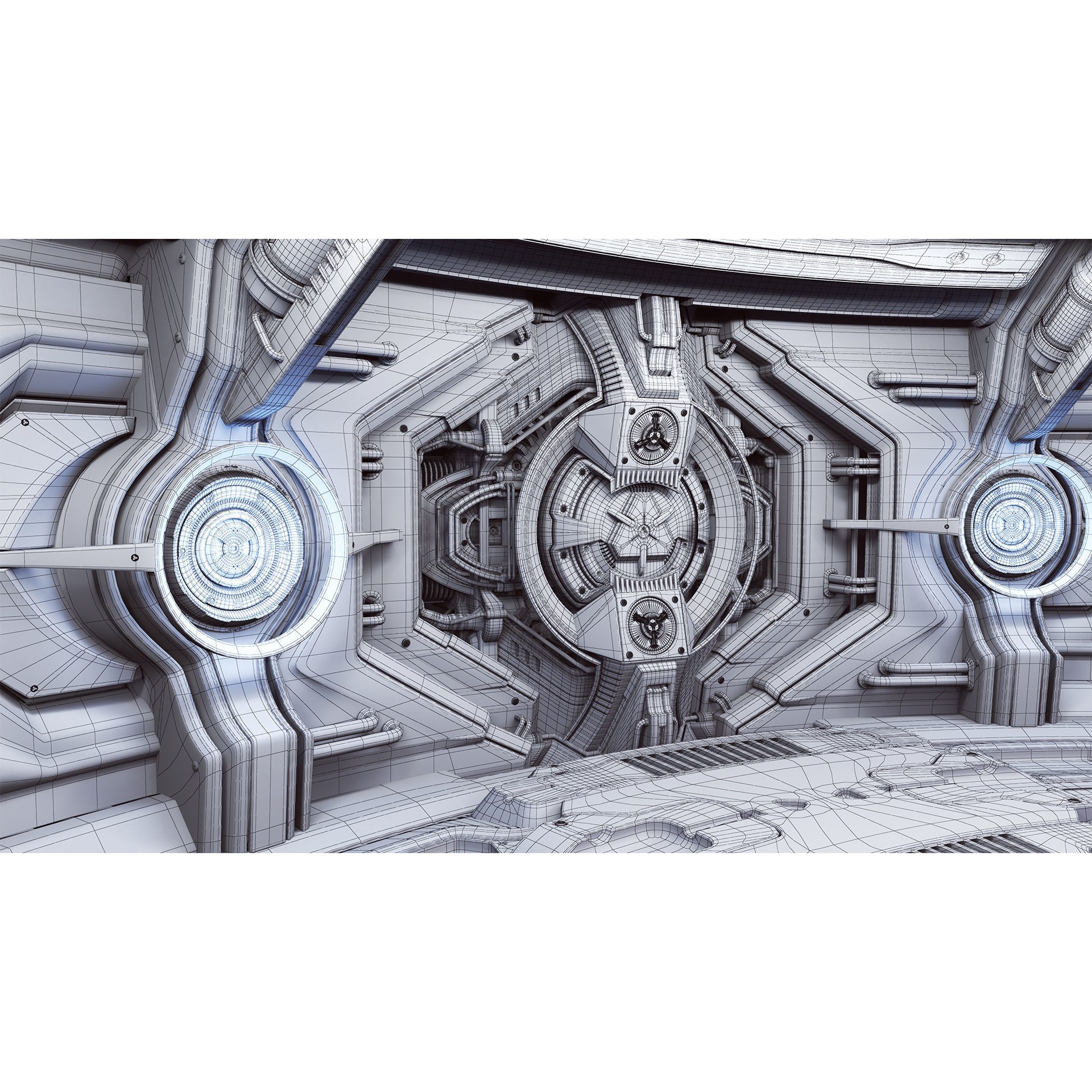 Sci-Fi Futuristic Hall - Subdivision Ready 3D Model - View 15