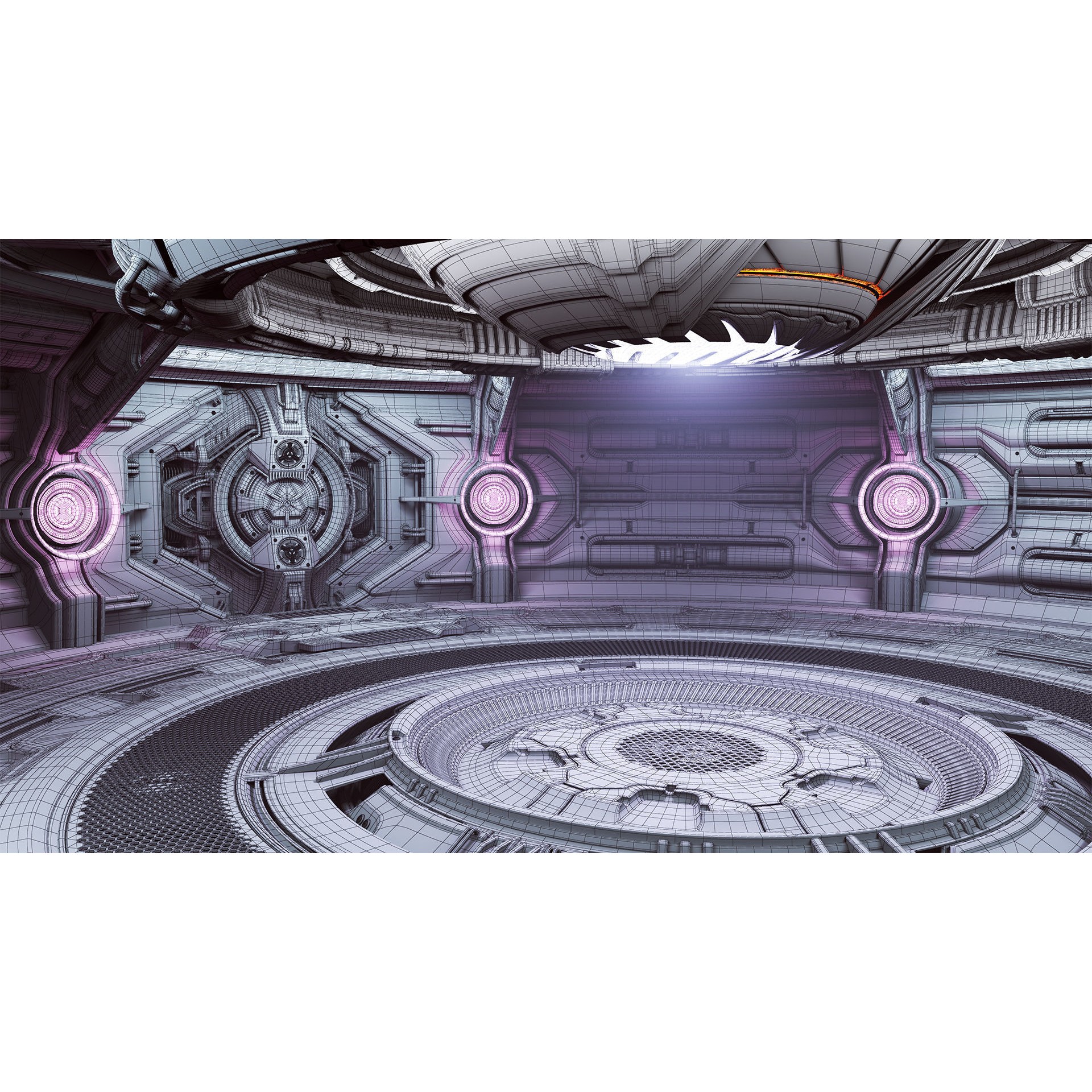 Sci-Fi Futuristic Hall - Subdivision Ready 3D Model - View 19