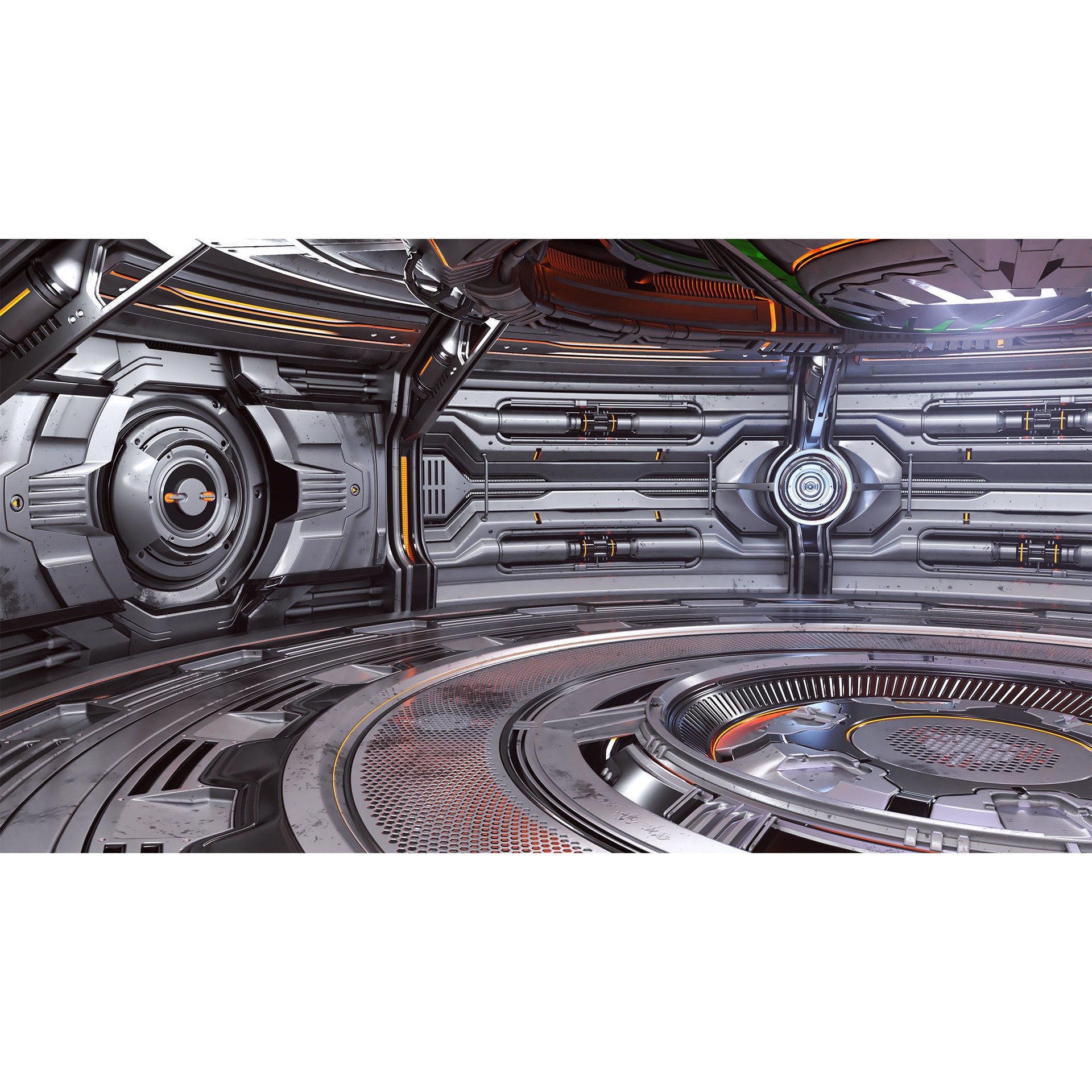 Sci-Fi Futuristic Hall - Subdivision Ready 3D Model - View 21