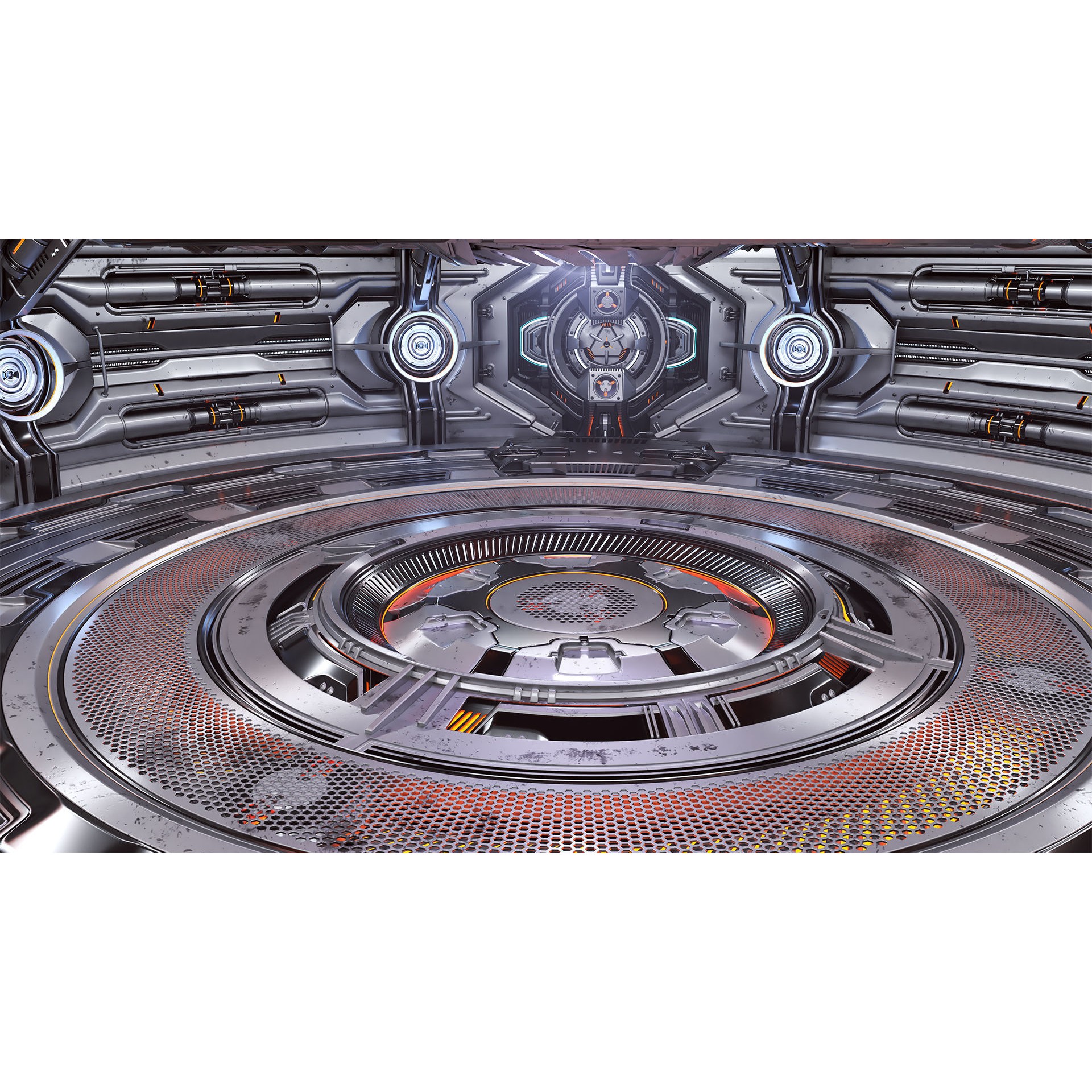 Sci-Fi Futuristic Hall - Subdivision Ready 3D Model - View 24