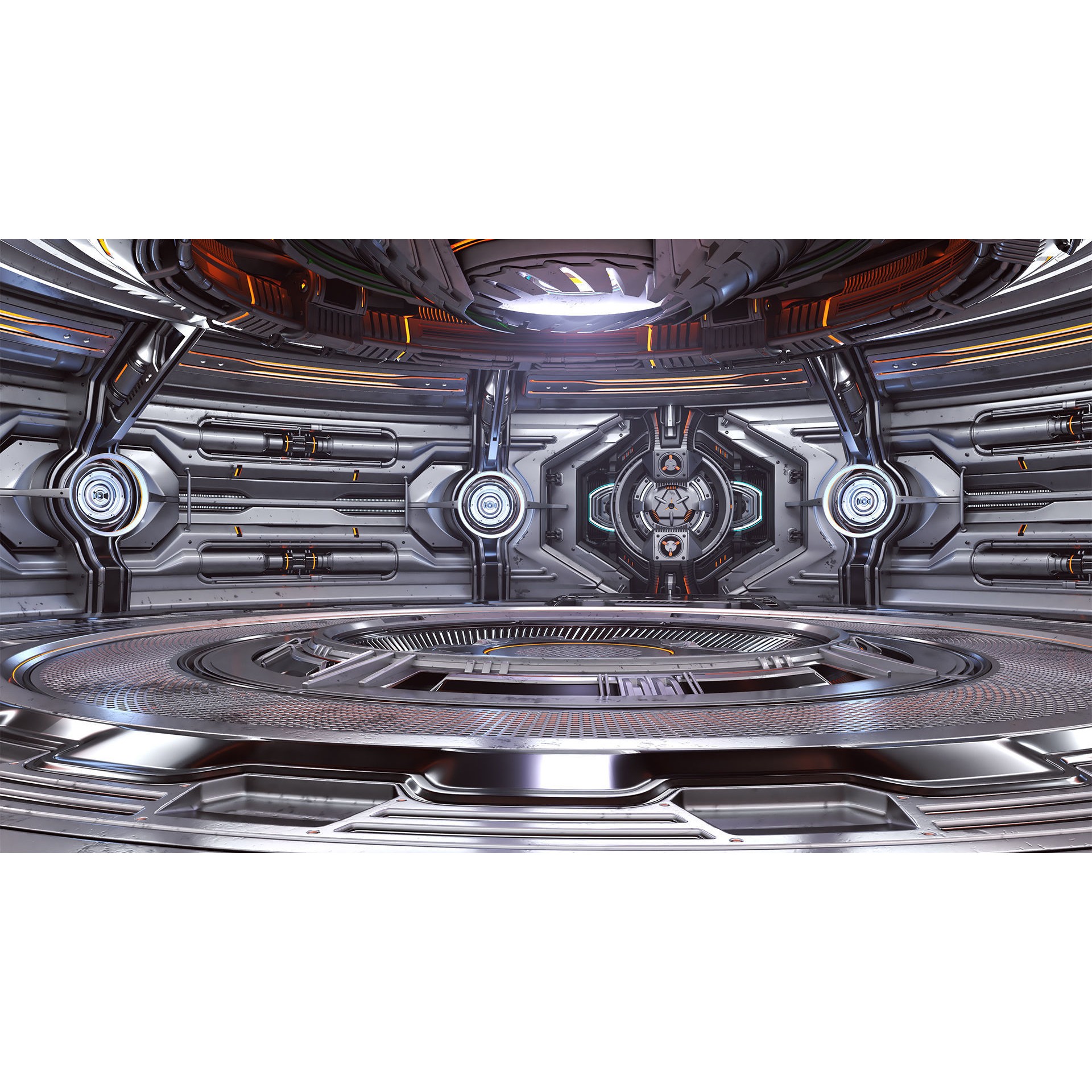 Sci-Fi Futuristic Hall - Subdivision Ready 3D Model - View 25