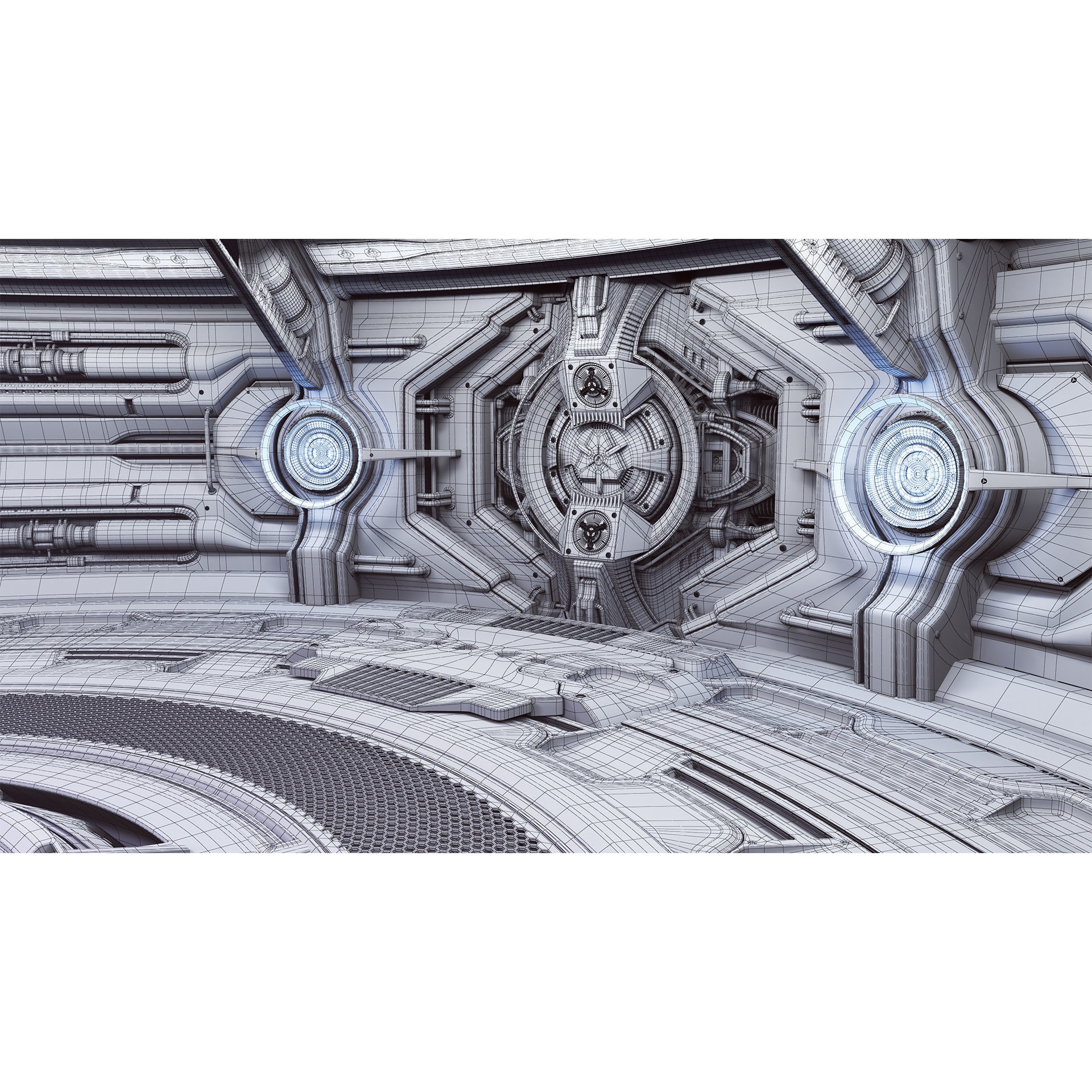 Sci-Fi Futuristic Hall - Subdivision Ready 3D Model - View 26