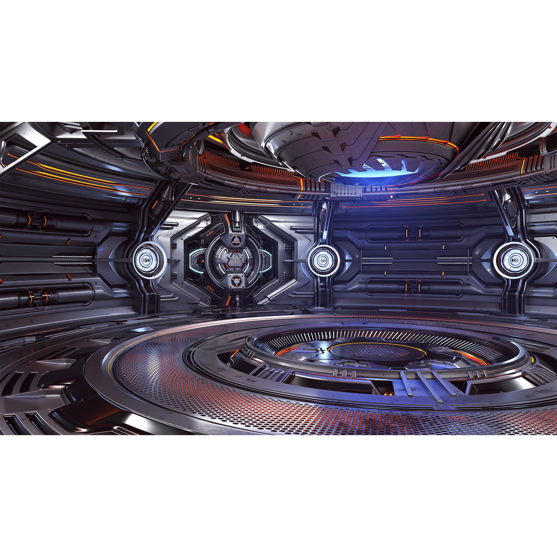 Sci-Fi Futuristic Hall - Subdivision Ready 3D Model - View 3