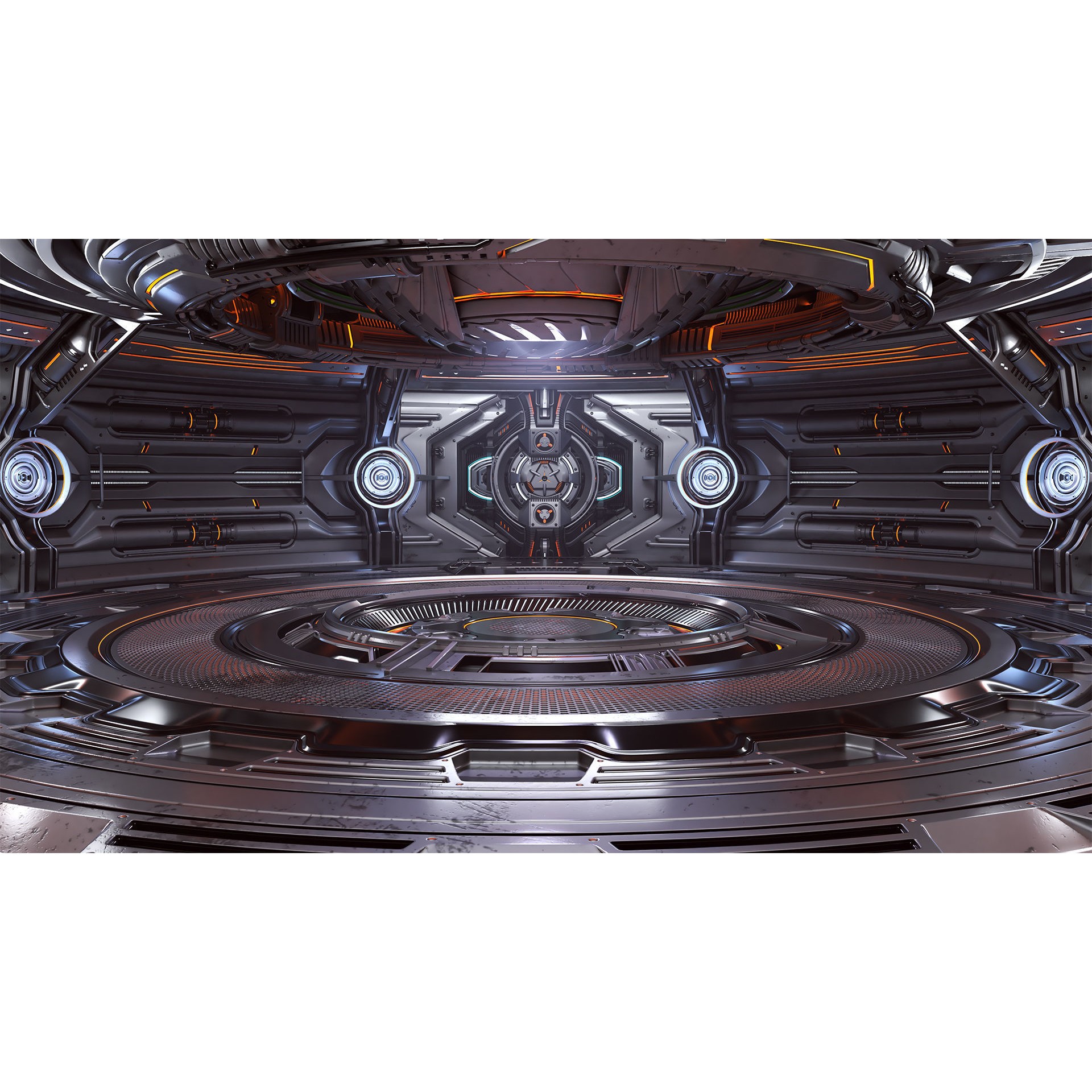 Sci-Fi Futuristic Hall - Subdivision Ready 3D Model - View 4