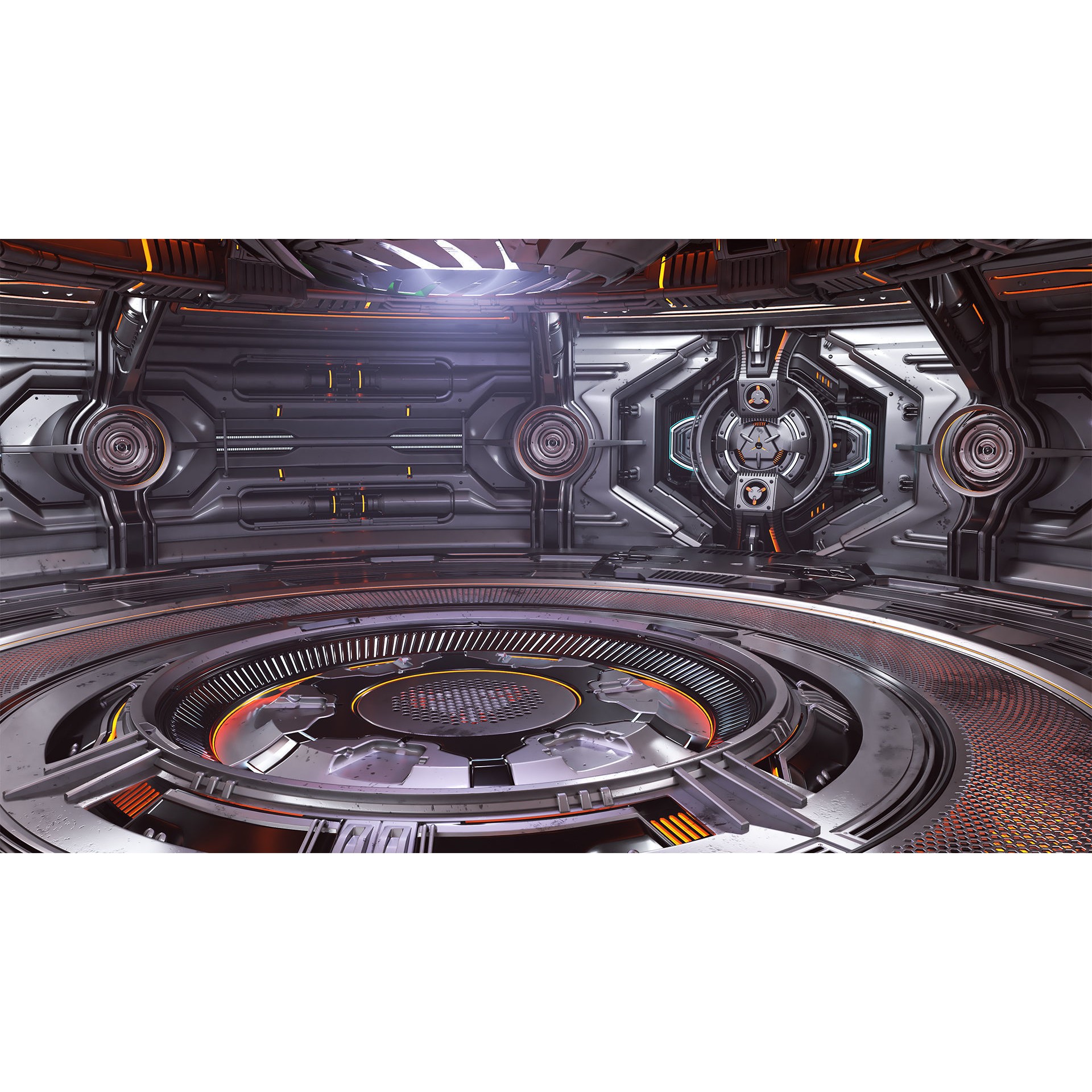 Sci-Fi Futuristic Hall - Subdivision Ready 3D Model - View 5