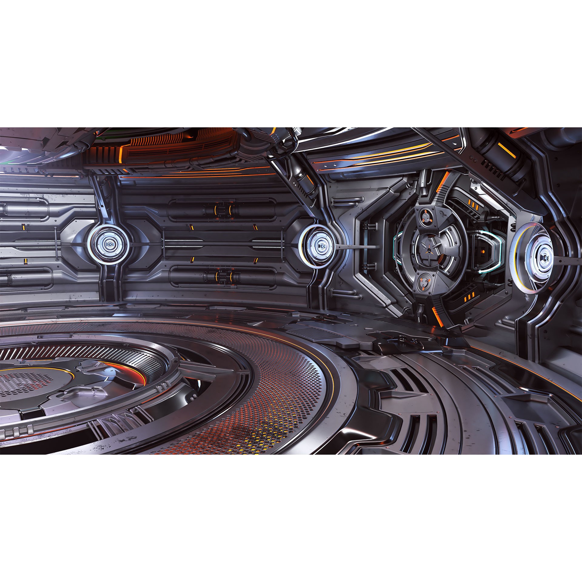 Sci-Fi Futuristic Hall - Subdivision Ready 3D Model - View 6