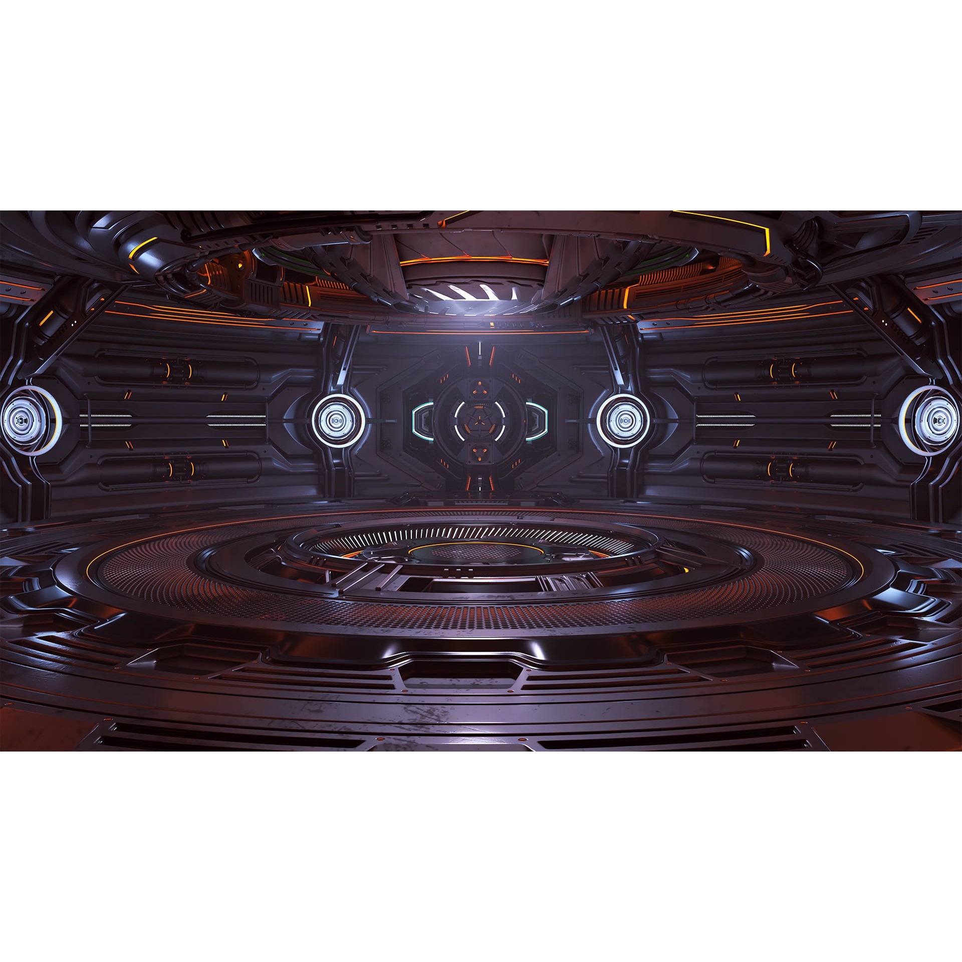 Sci-Fi Futuristic Hall - Subdivision Ready 3D Model - View 7