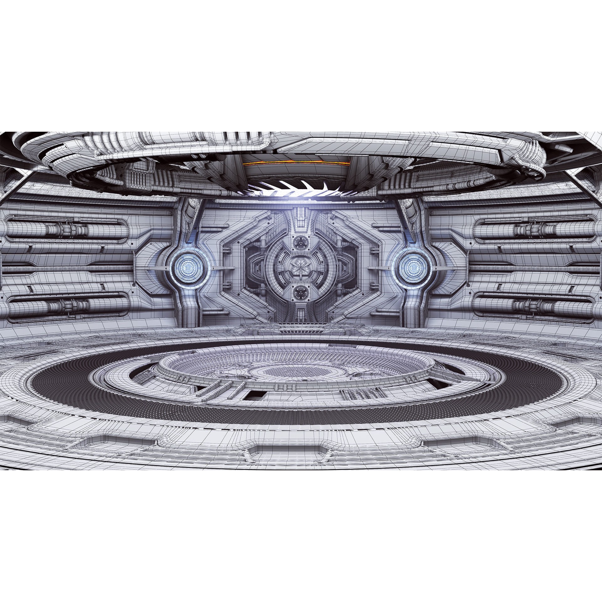 Sci-Fi Futuristic Hall - Subdivision Ready 3D Model - View 8