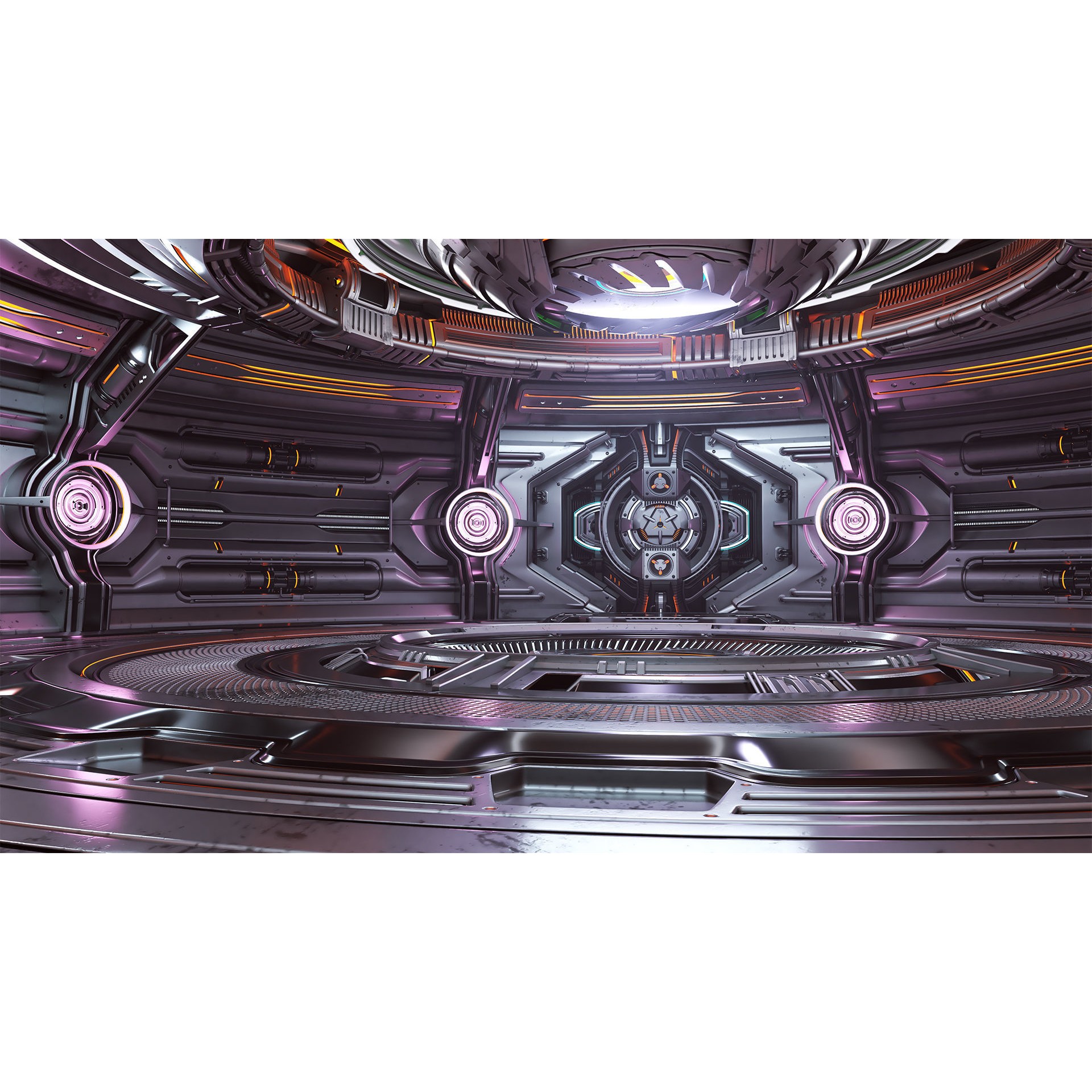 Sci-Fi Futuristic Hall - Subdivision Ready 3D Model - View 9