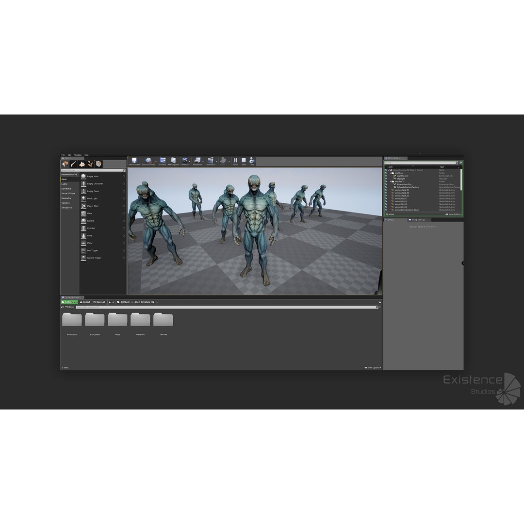 Alien Creature 3D Model – Low Poly Animated Fantasy Enemy, FBX