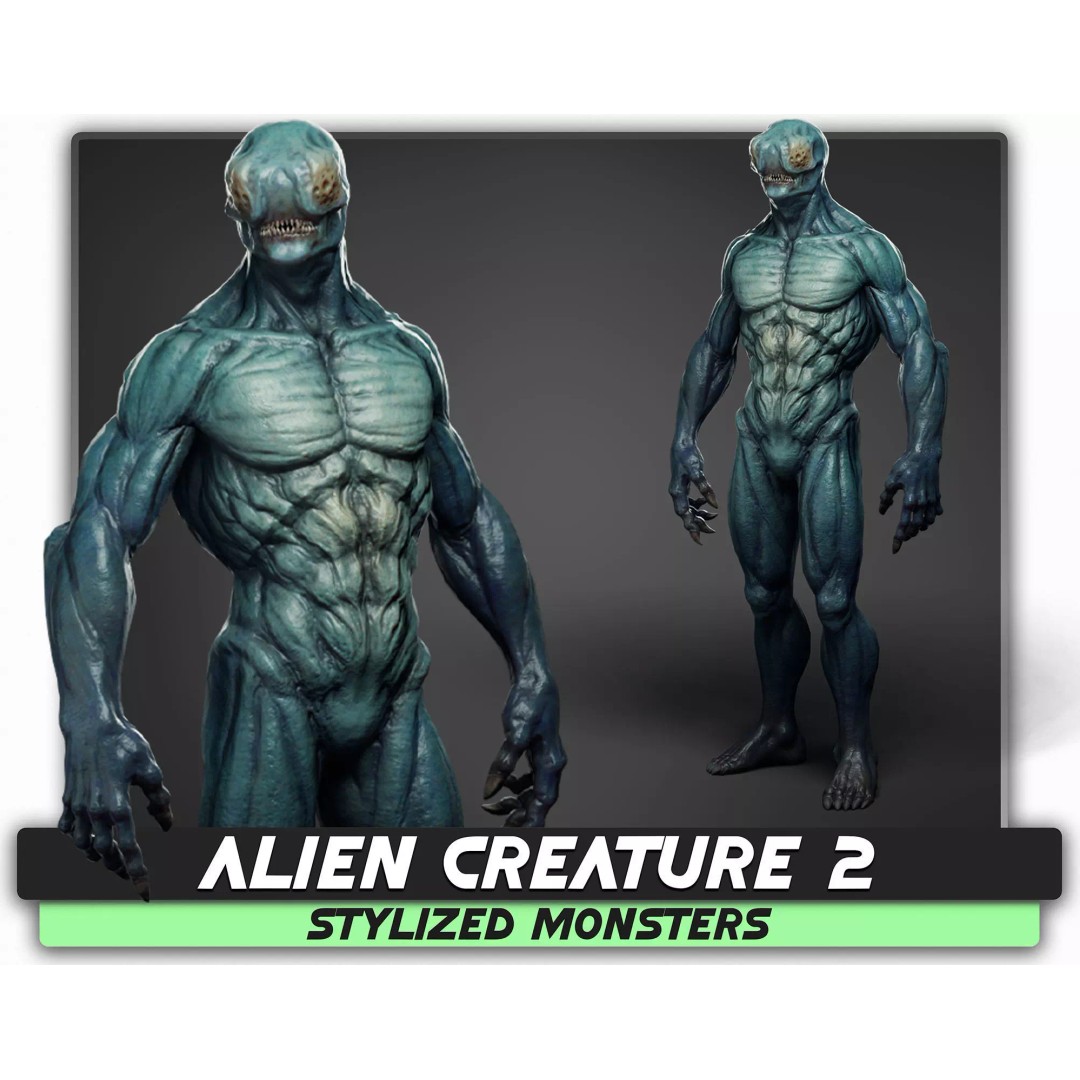 Alien Creature 3D Model – Low Poly Animated Fantasy Enemy, FBX - View 2