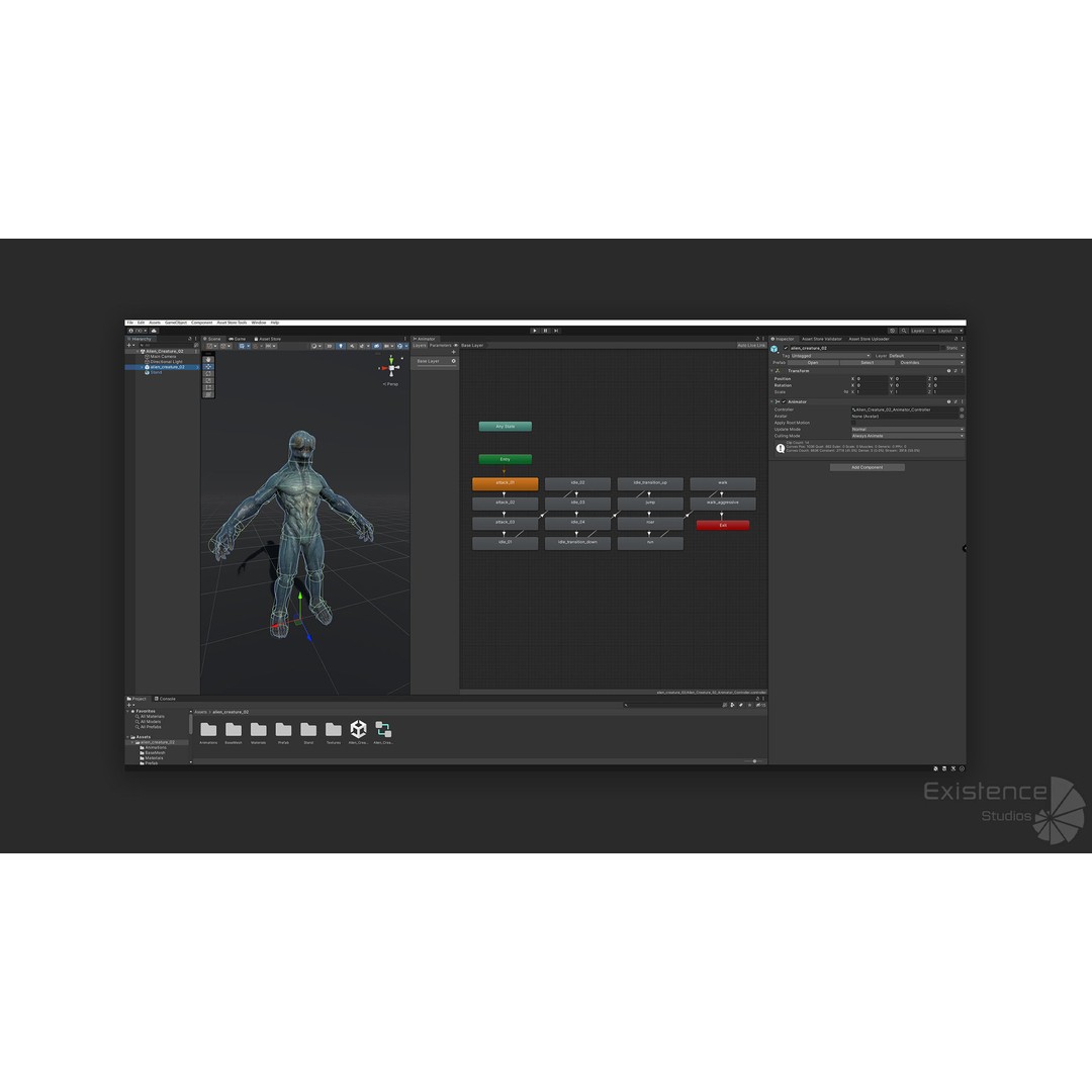 Alien Creature 3D Model – Low Poly Animated Fantasy Enemy, FBX - View 9