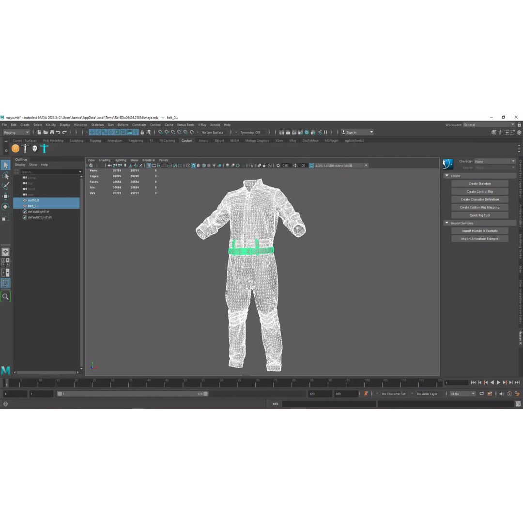 Sci-Fi Jumpsuit 3D Model – Game-Ready Low Poly Outfit, FBX - View 11