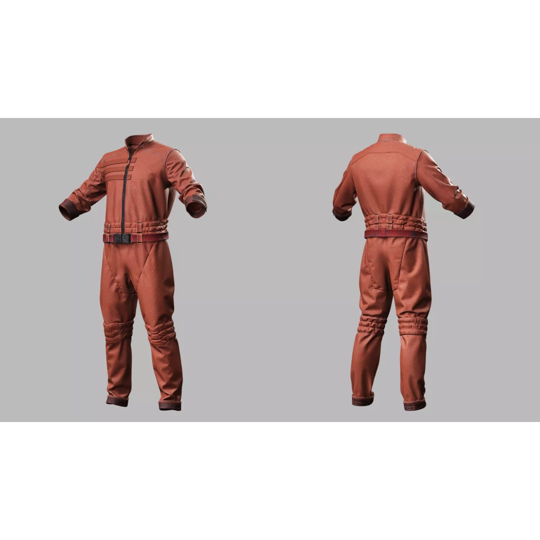Sci-Fi Jumpsuit 3D Model – Game-Ready Low Poly Outfit, FBX - View 4